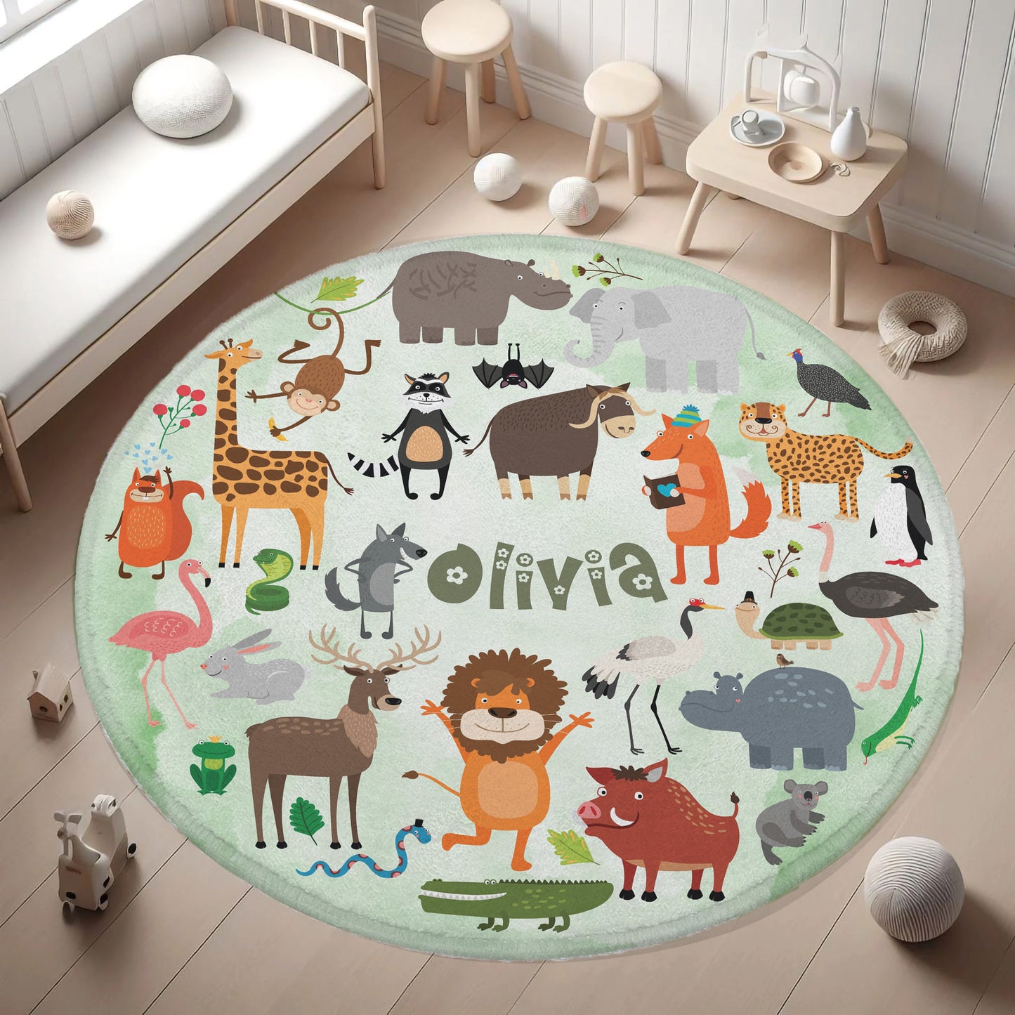 Safari Animals Round Rug