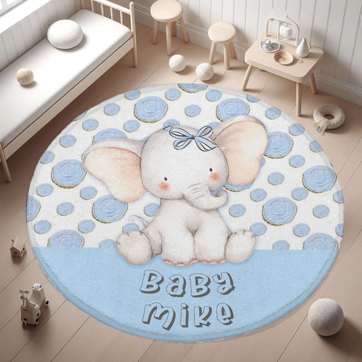 Baby Elephant Round Rug