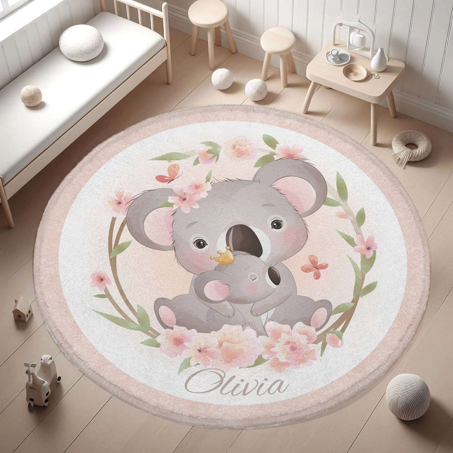 Mum And Baby Koala Round Rug