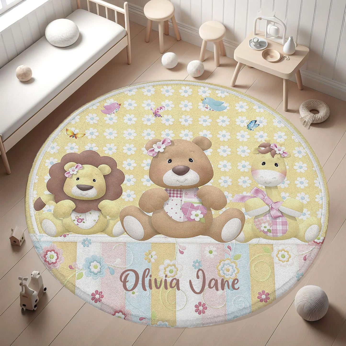 Baby Animal Toy Round Rug