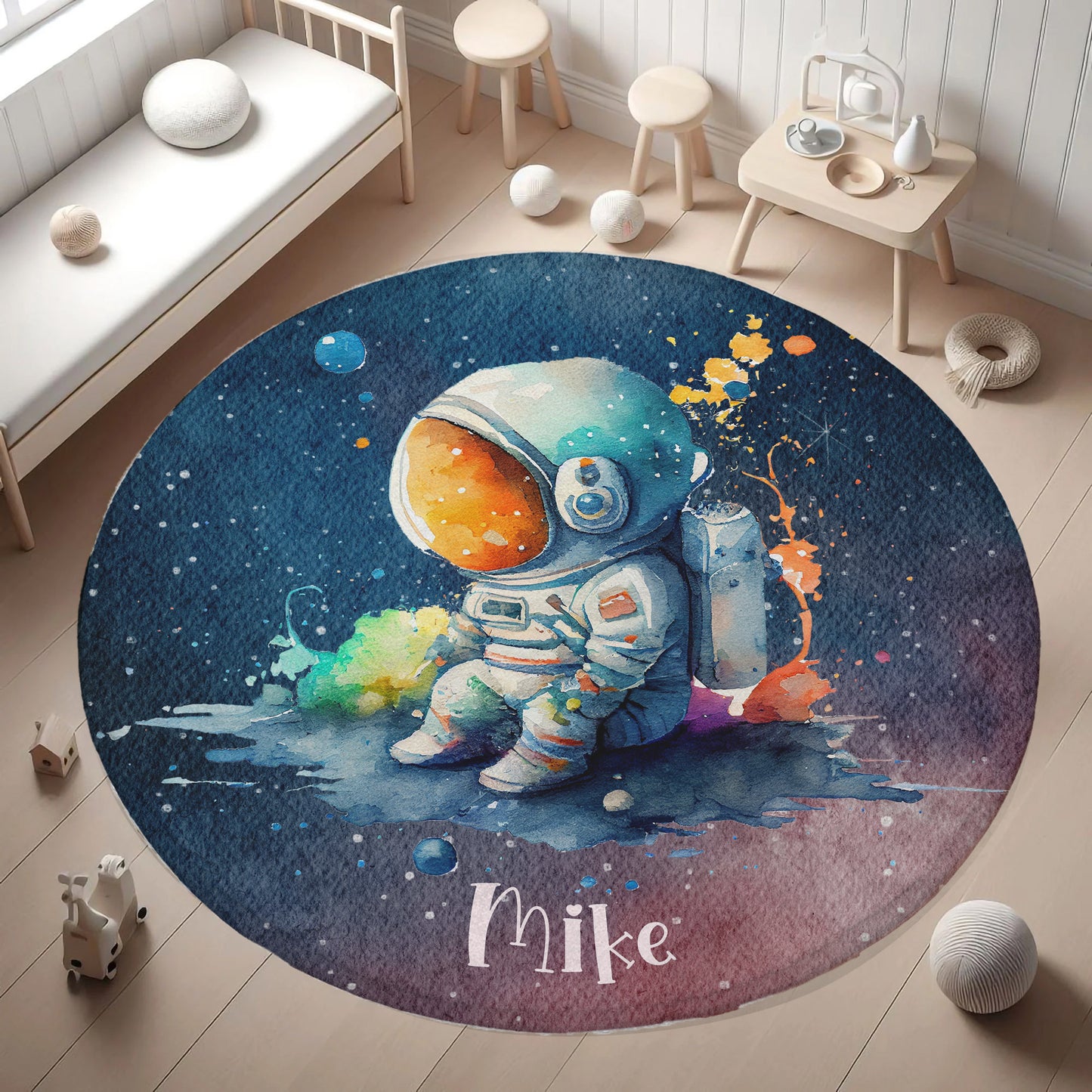 Little Astronaut Space Round Rug