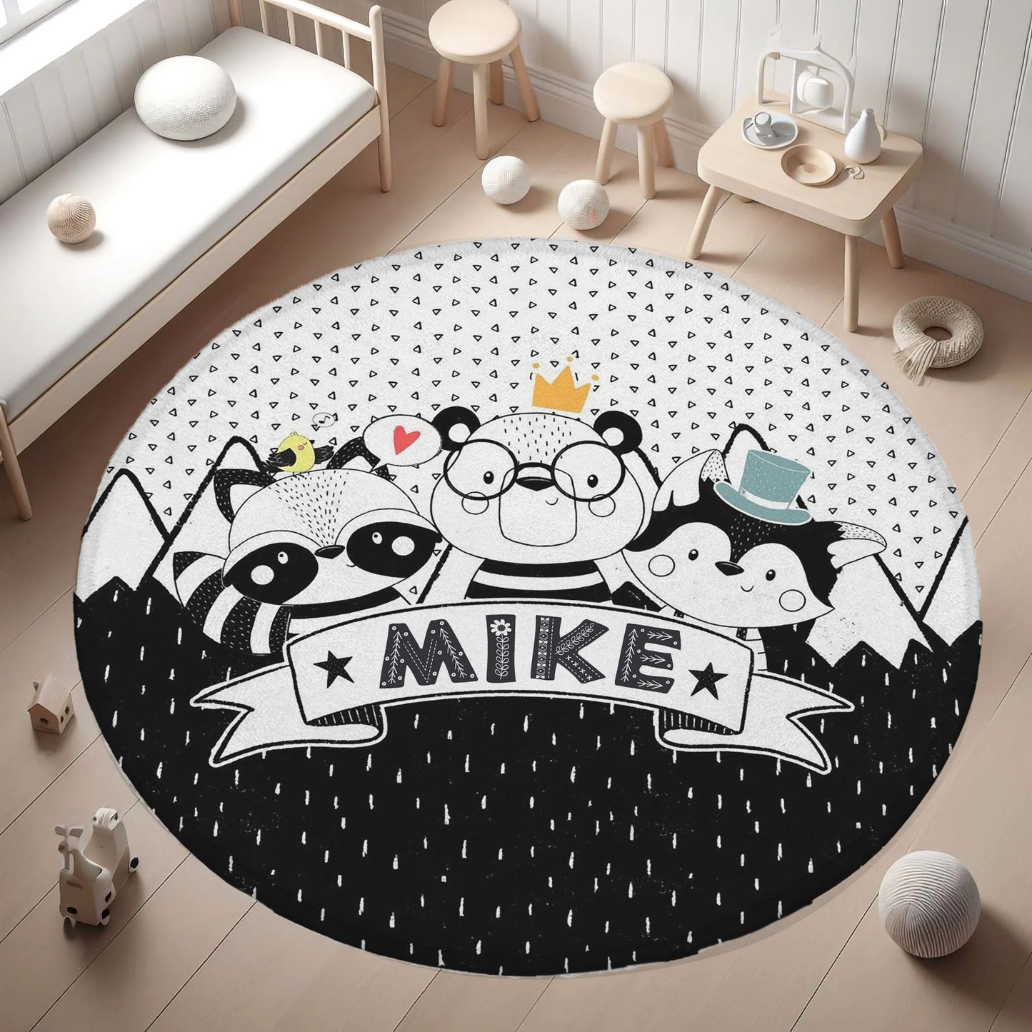 Nordic Animals Round Rug