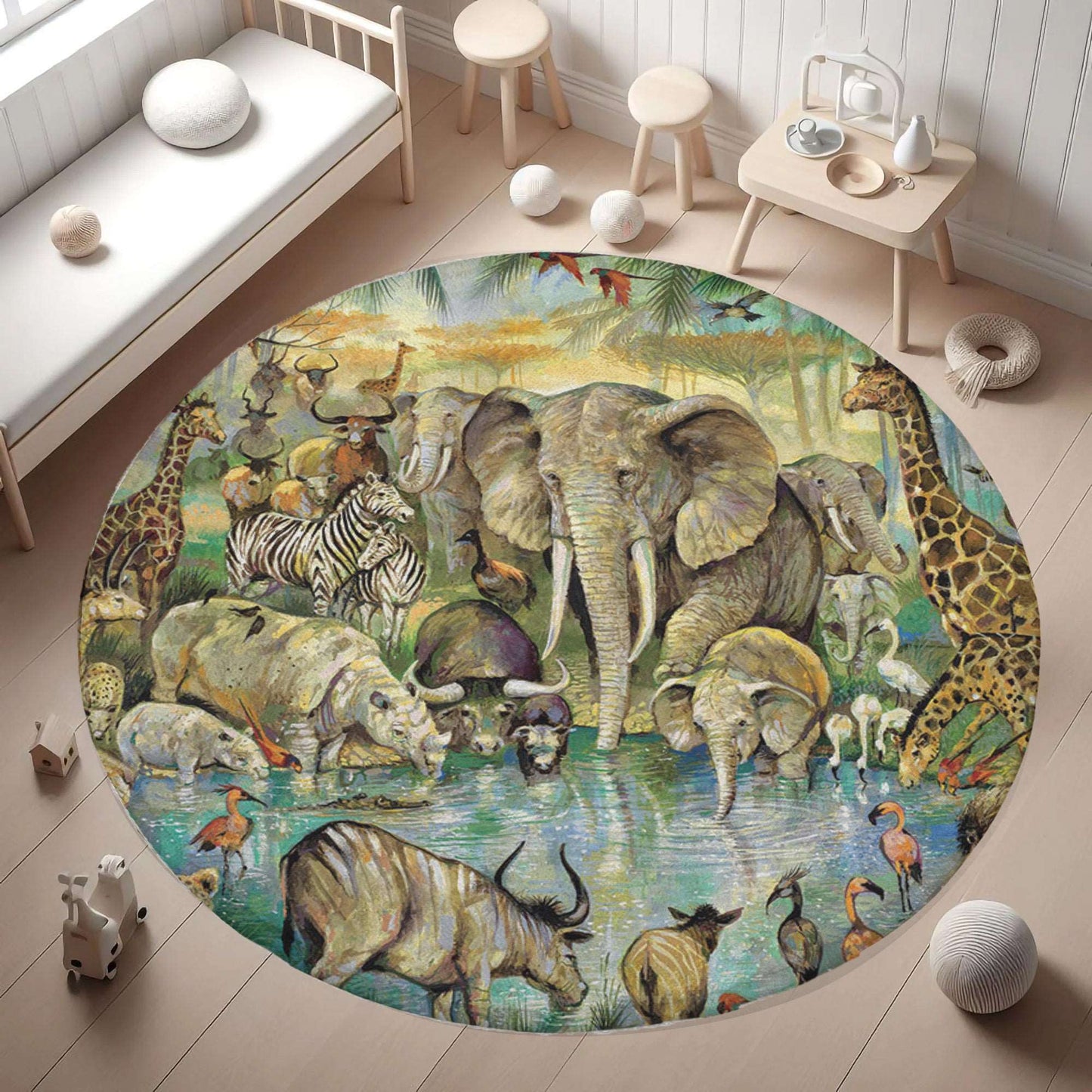 Safari Animals Round Rug