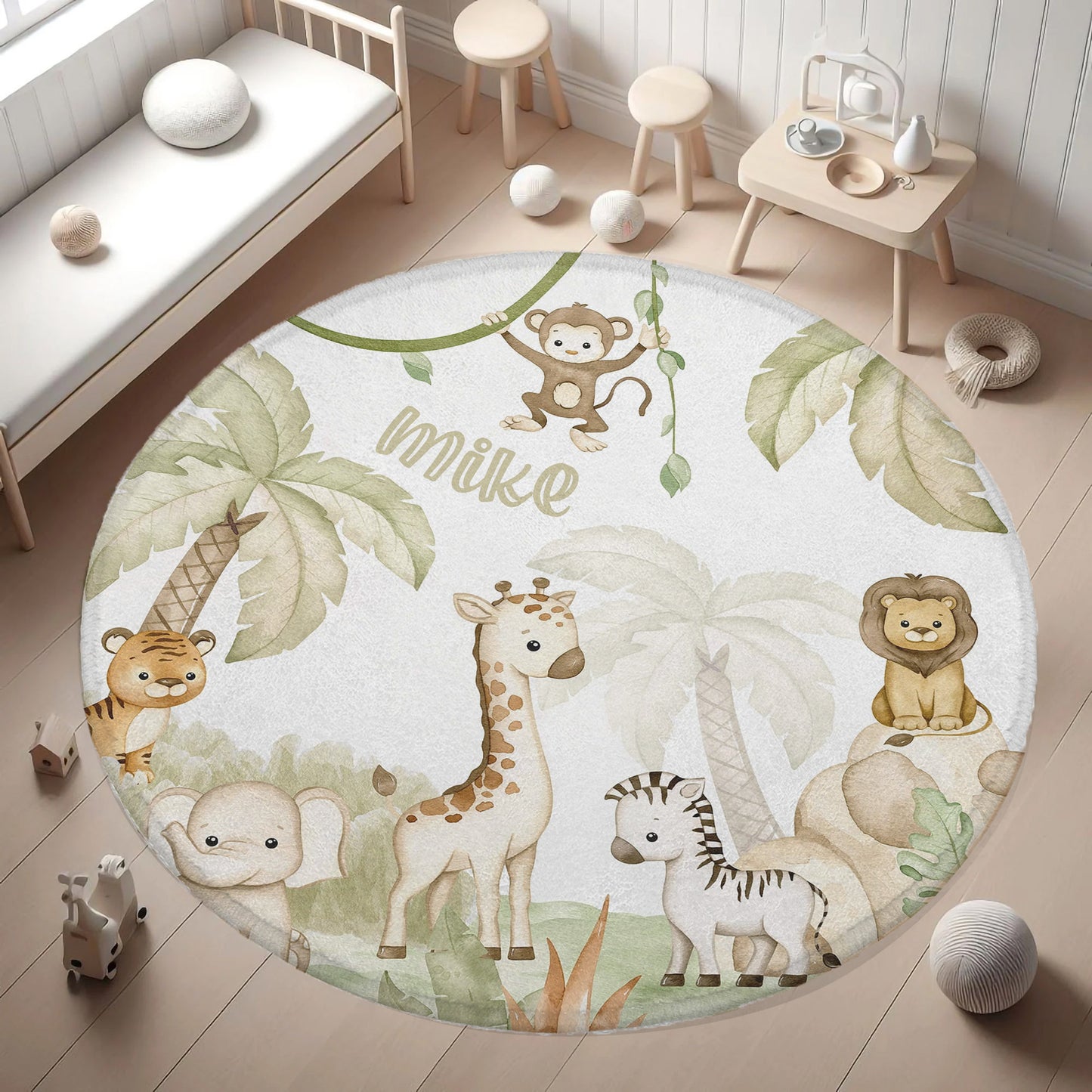 Baby Safari Animals Round Rug