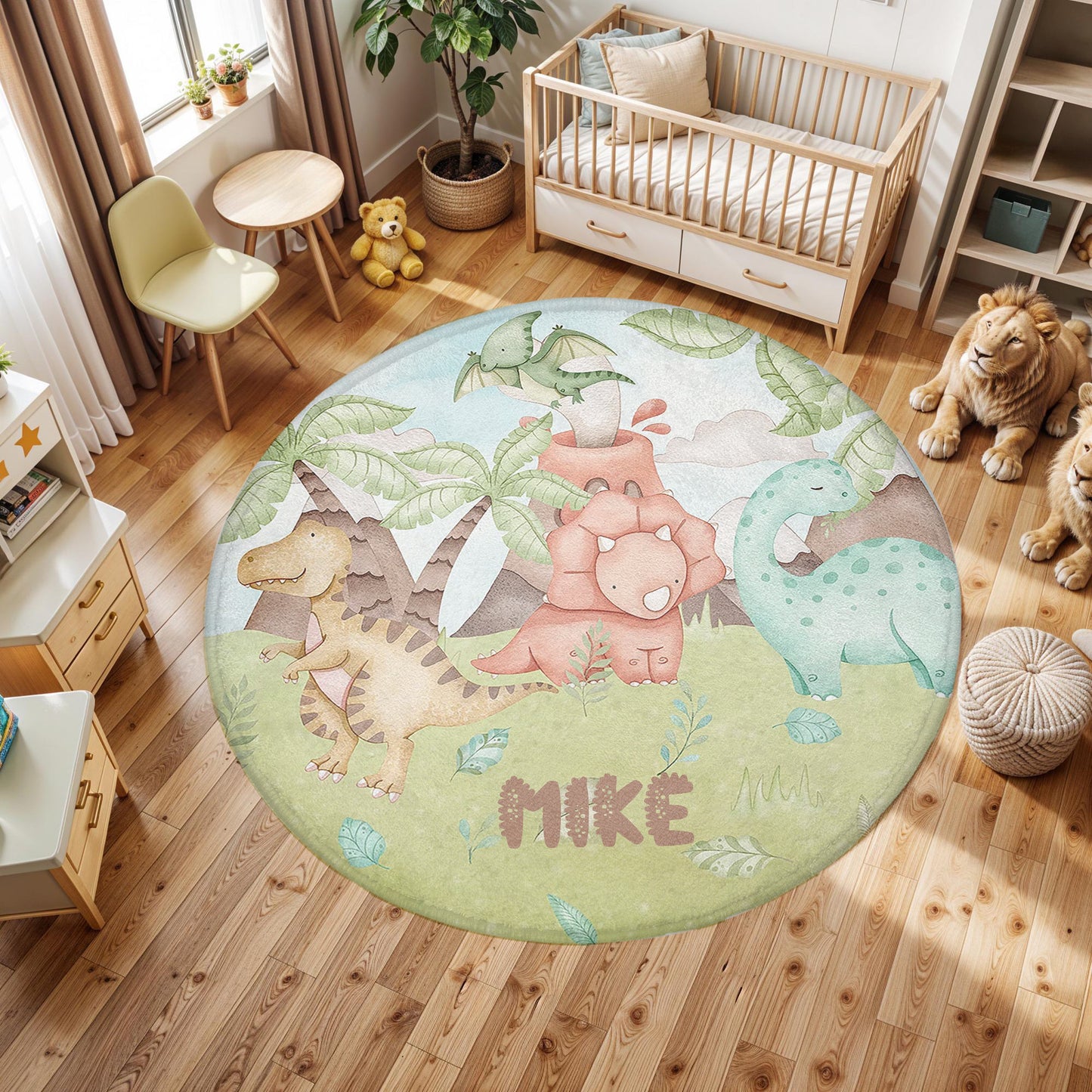 Dinosaur Family Round Rug