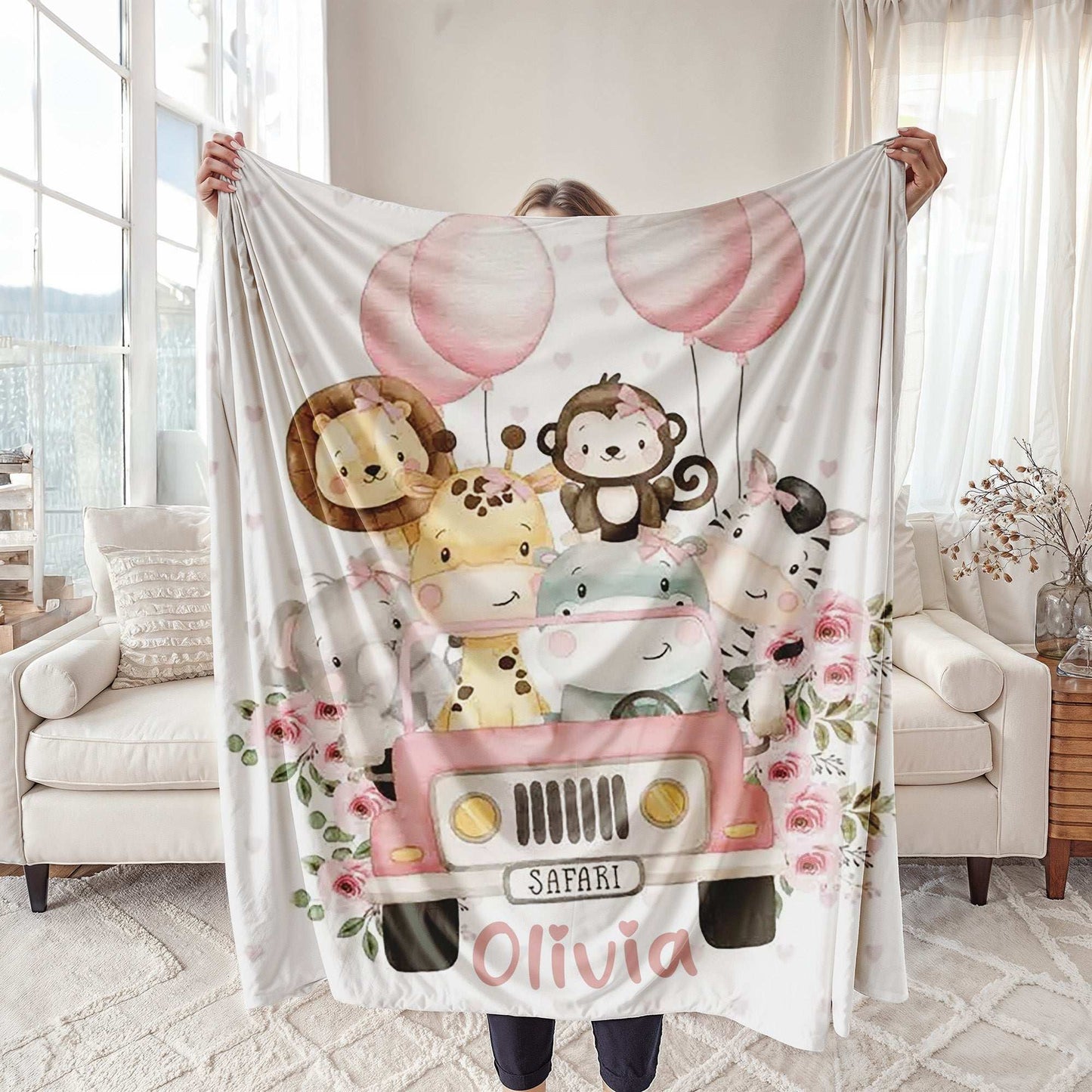 Safari Animals In Car Blanket