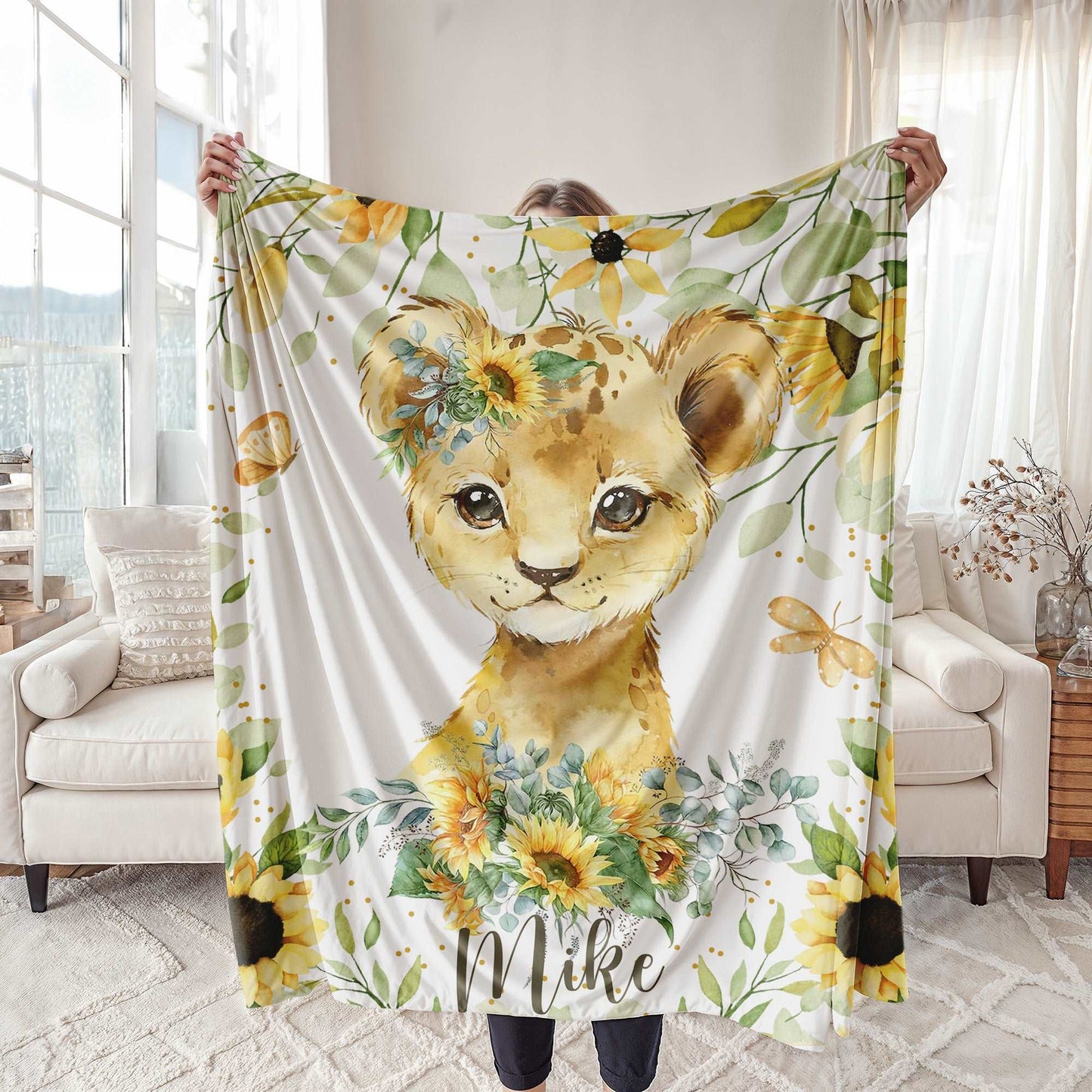 Lion Sunflower Blanket