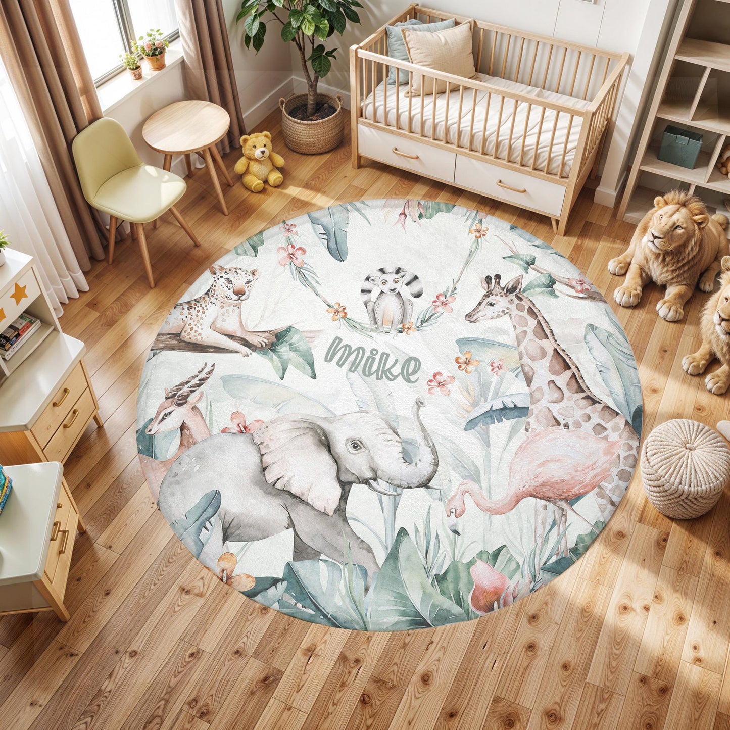 Safari Animals Round Rug