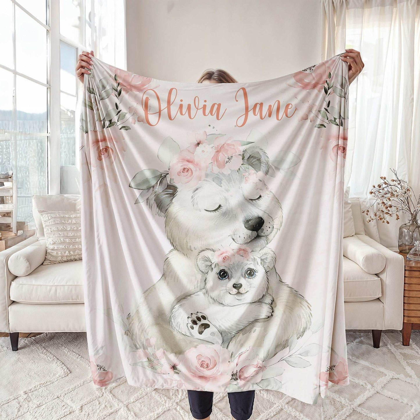 Mum And Baby Polar Bear Blanket