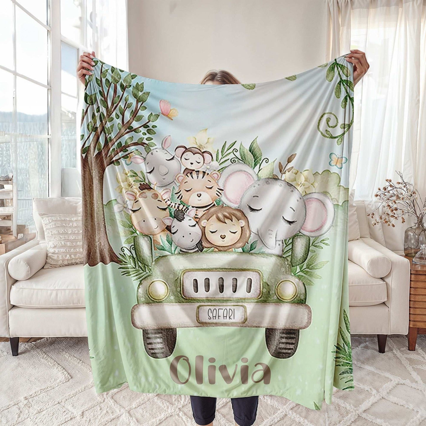 Safari Animals In Car Blanket