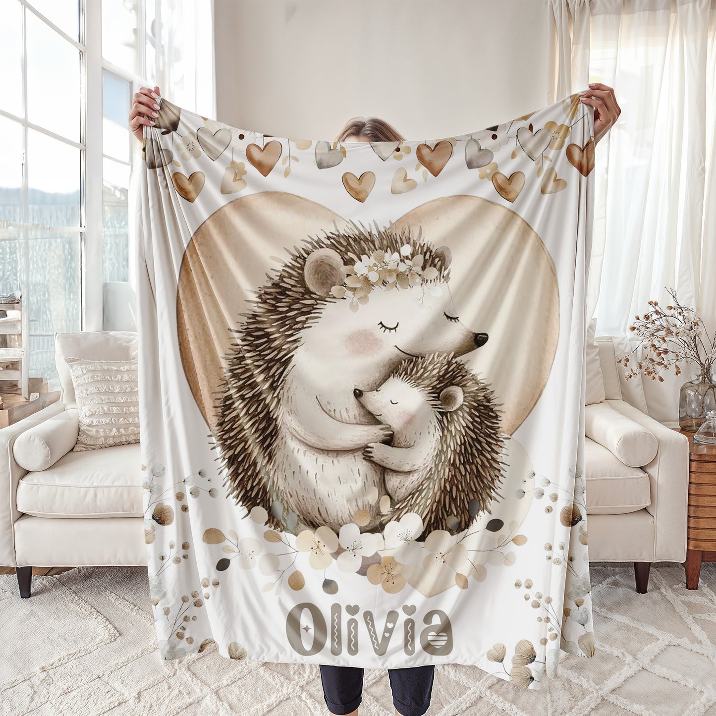 Mom And Baby Hedgehog Blanket