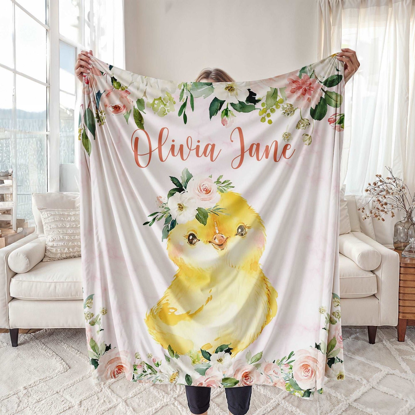 Chicken Rose Floral Blanket