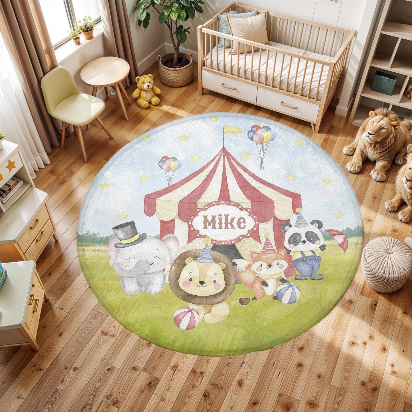 Circus Animals Round Rug