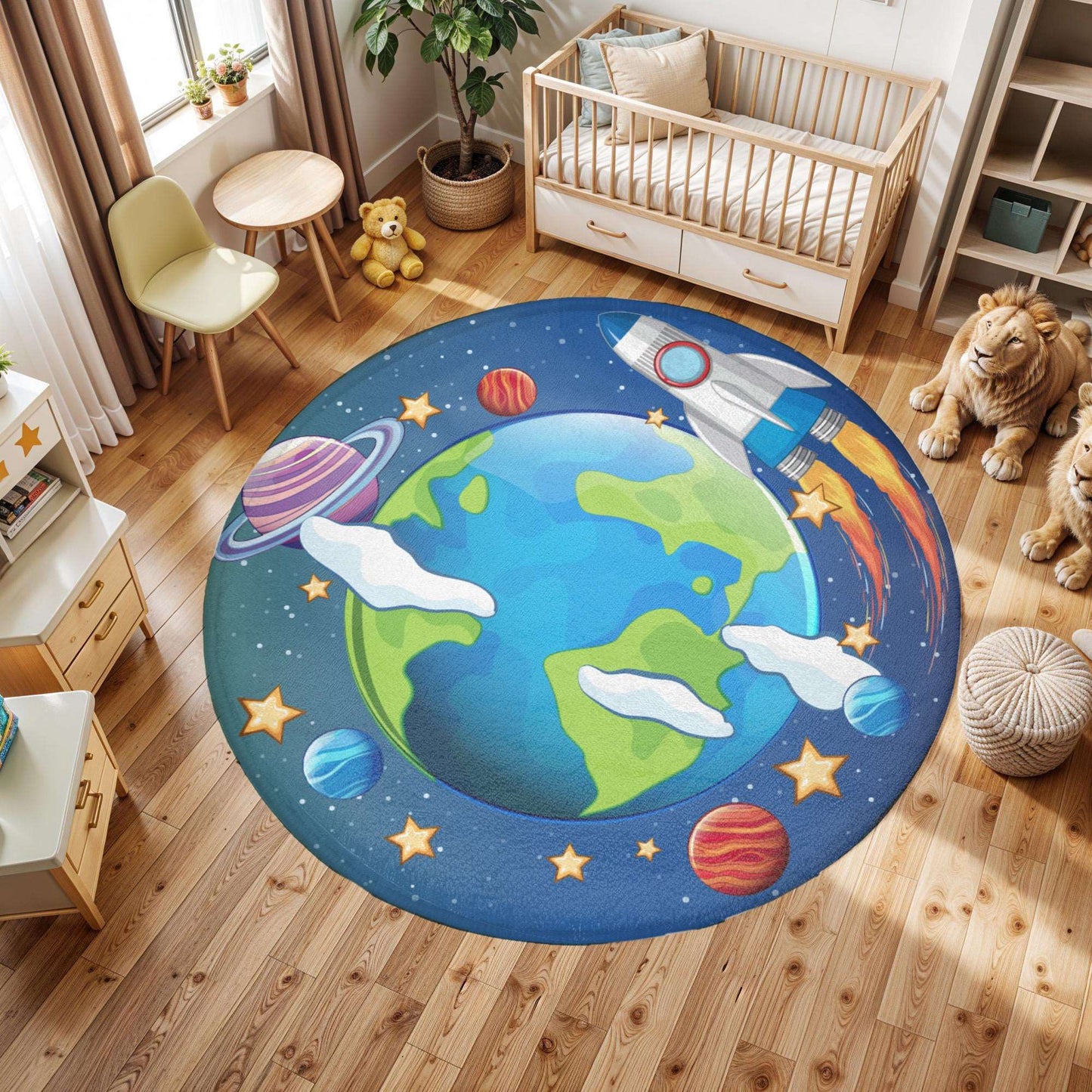 Planet Earth Round Rug