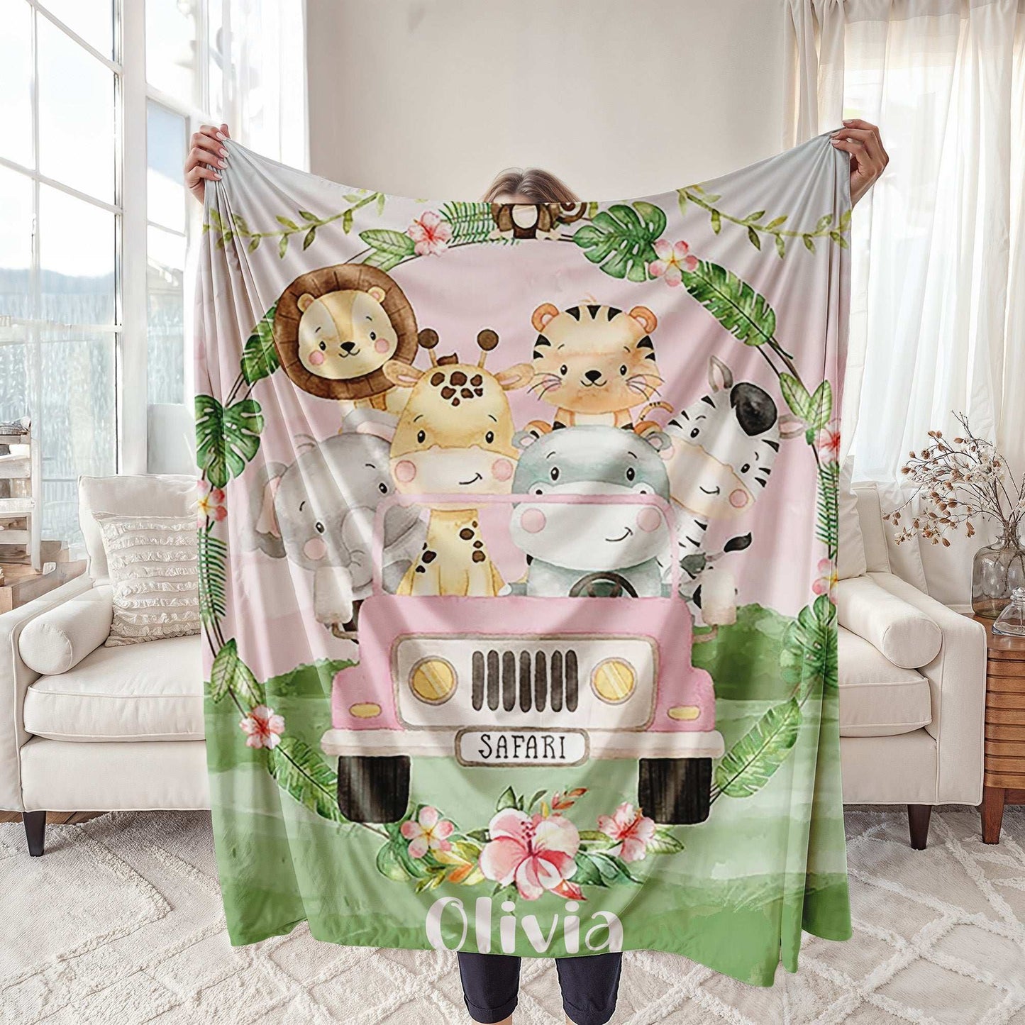 Safari Animals In Car Blanket