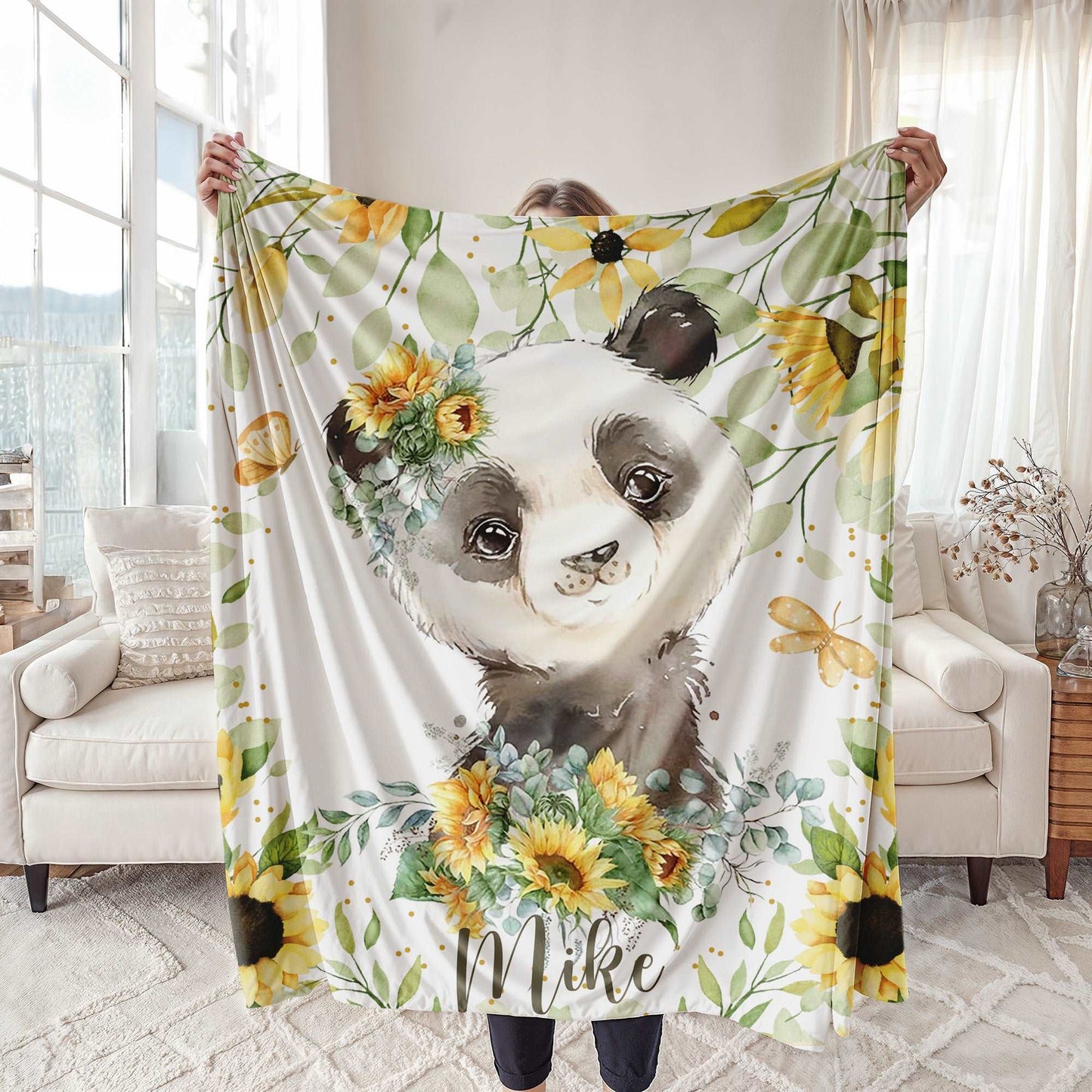 Panda Sunflower Blanket
