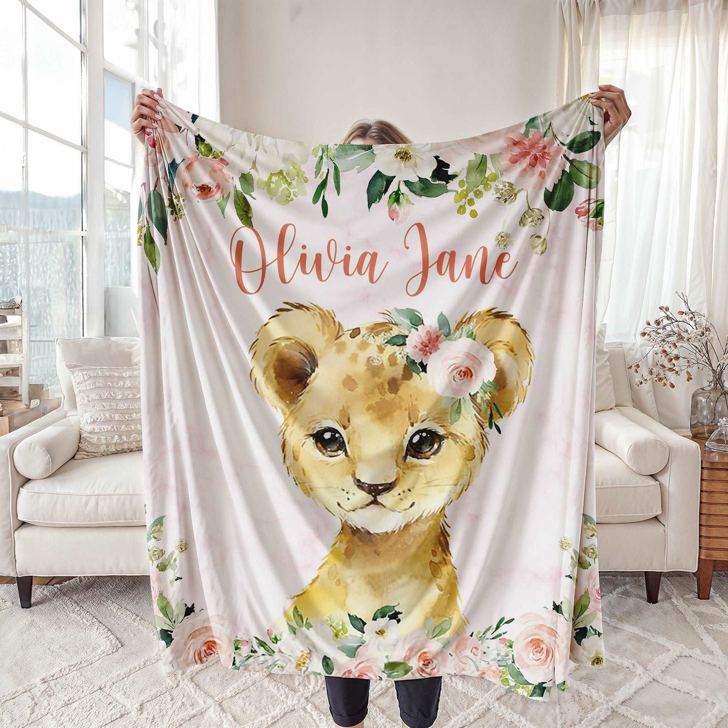Lion Rose Floral Blanket