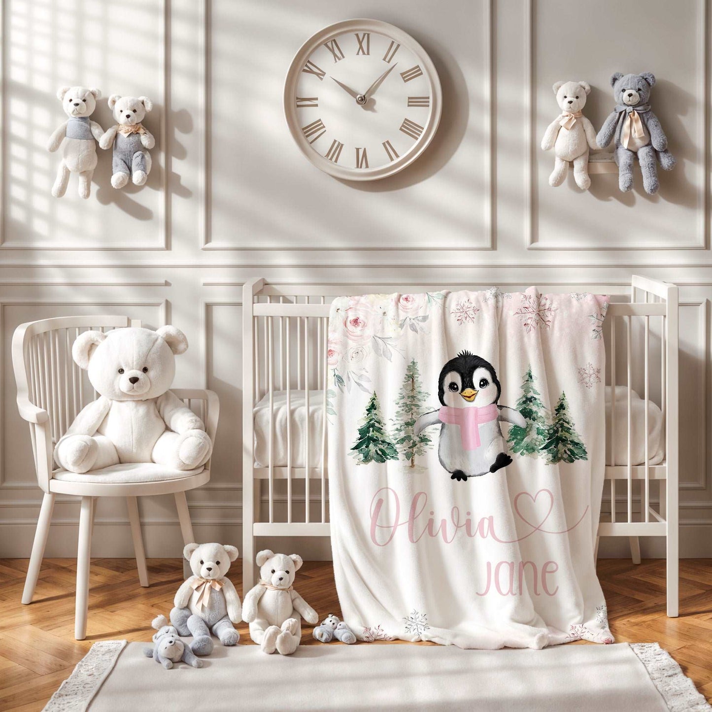 Baby Penguin Nursery Blanket