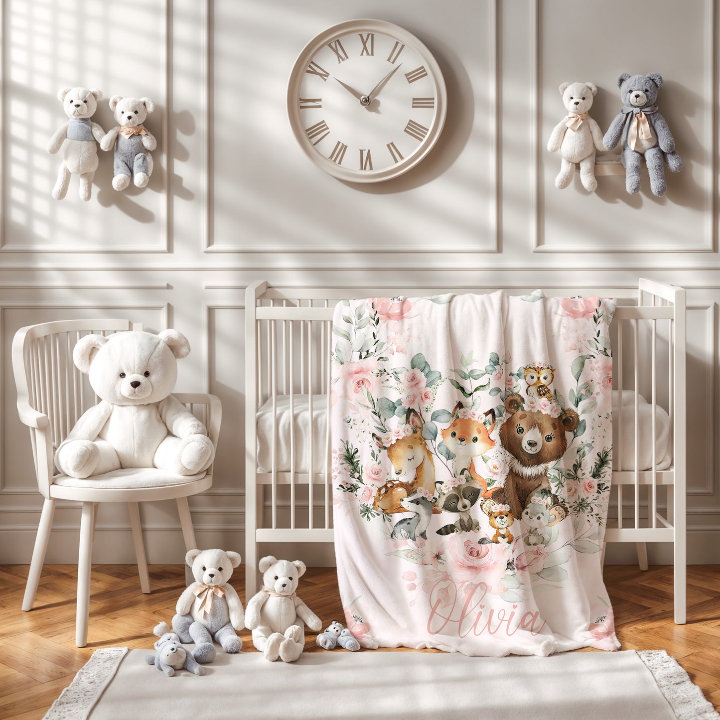 Woodland Animals Floral Blanket