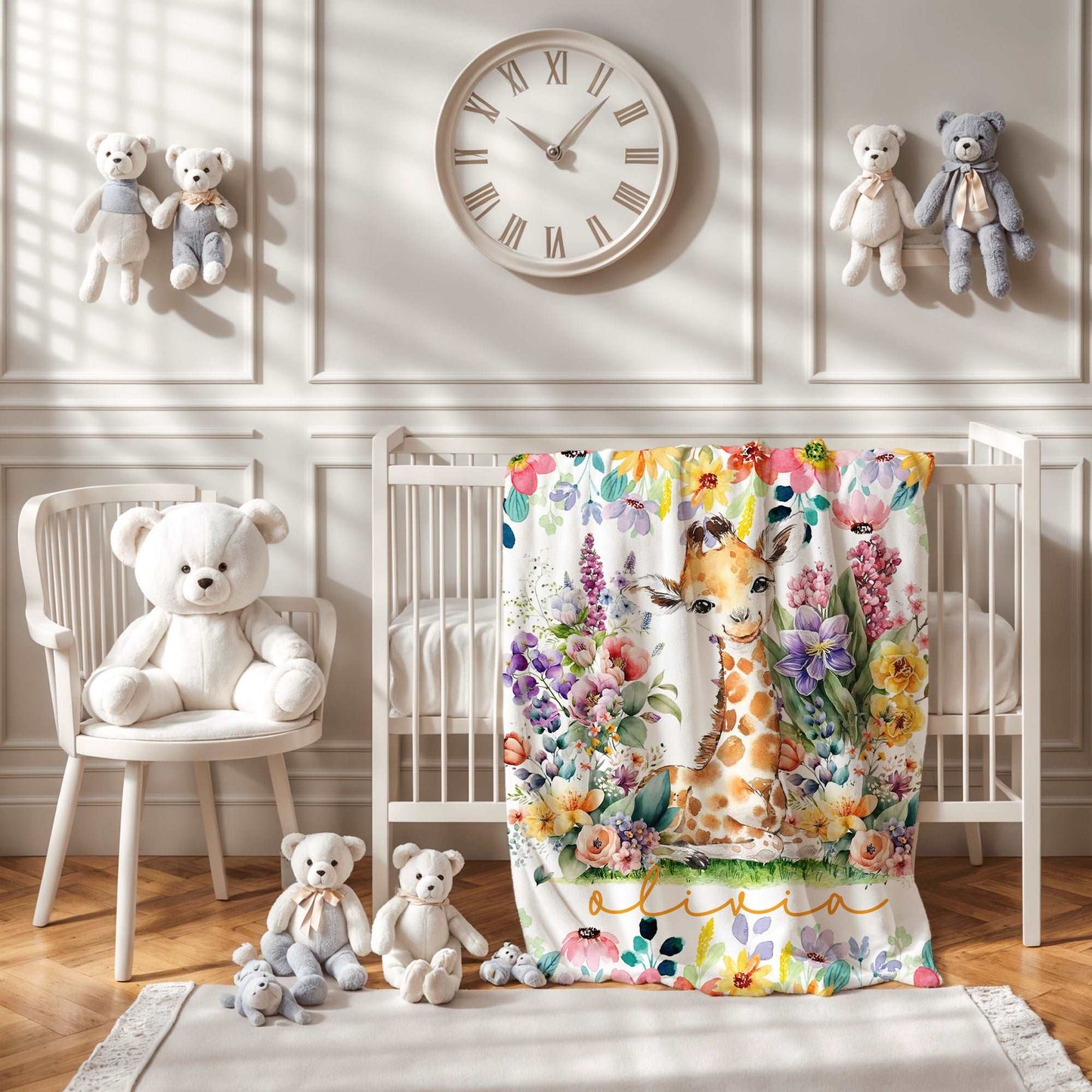 Floral Giraffe Blanket