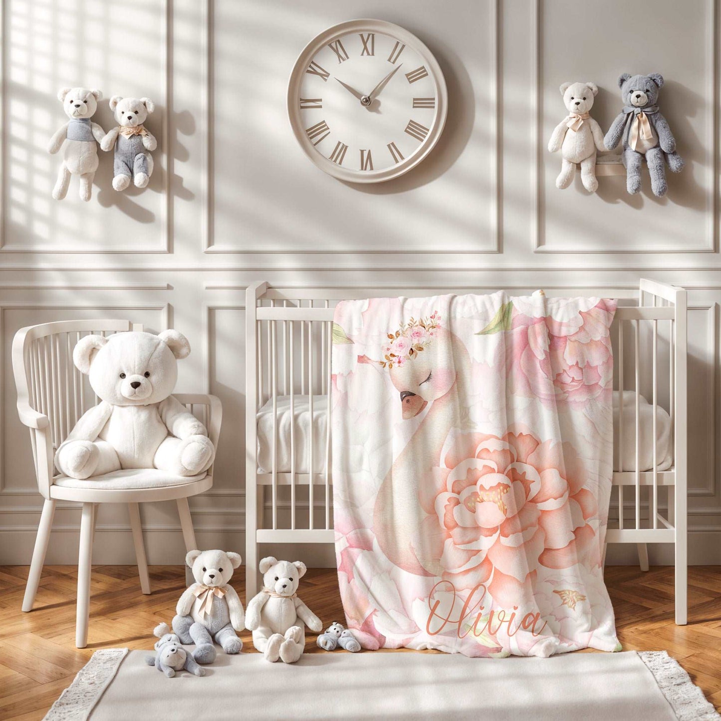 Floral Swan Blanket