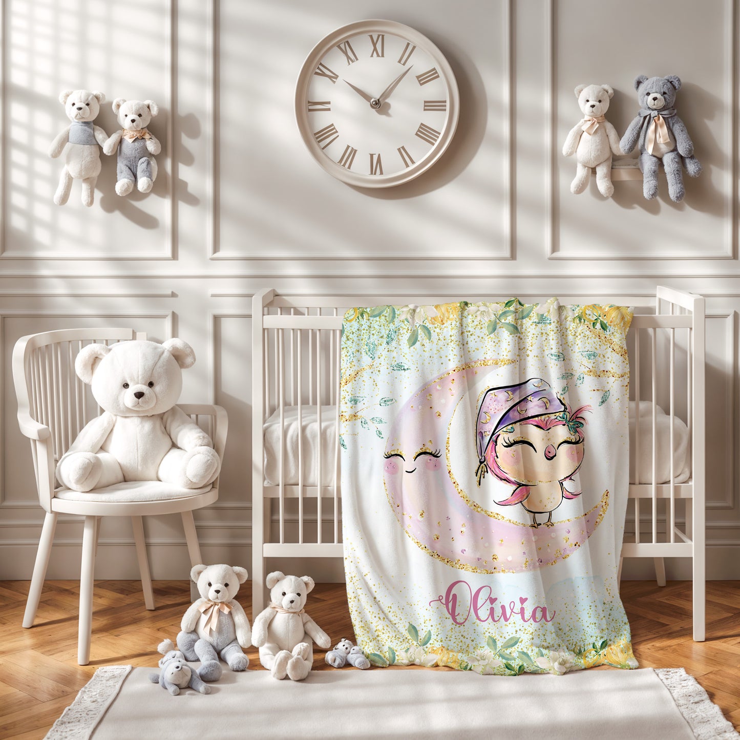 Moon Owl Nursery Blanket