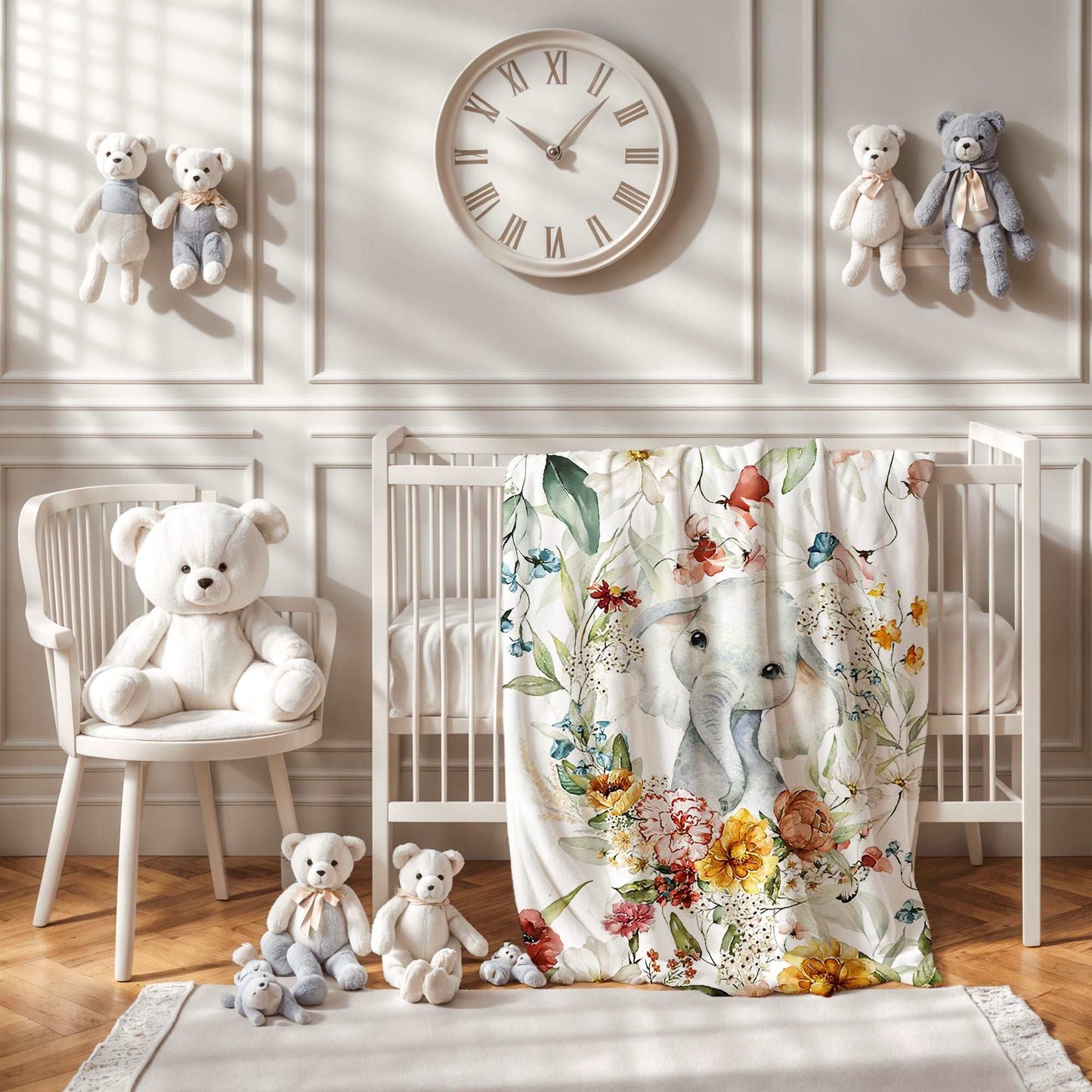 Floral Elephant Blanket