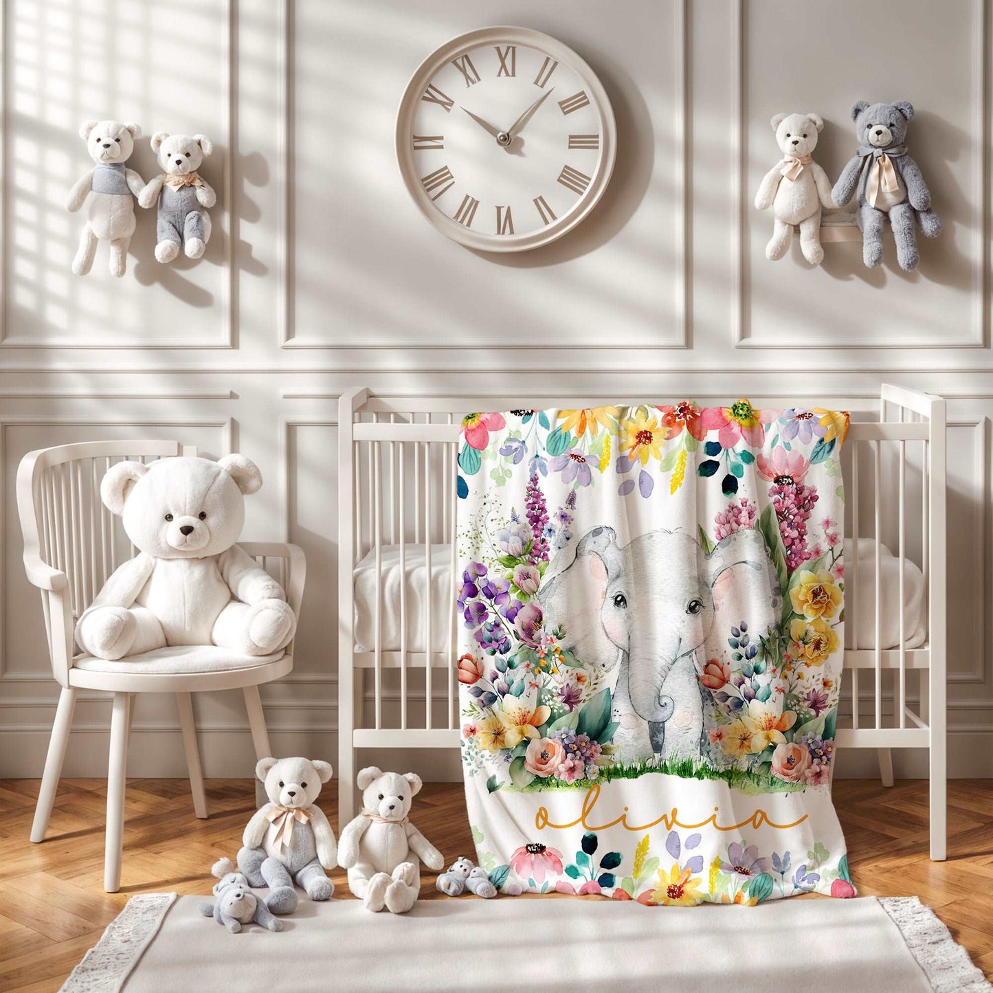 Floral Elephant Blanket