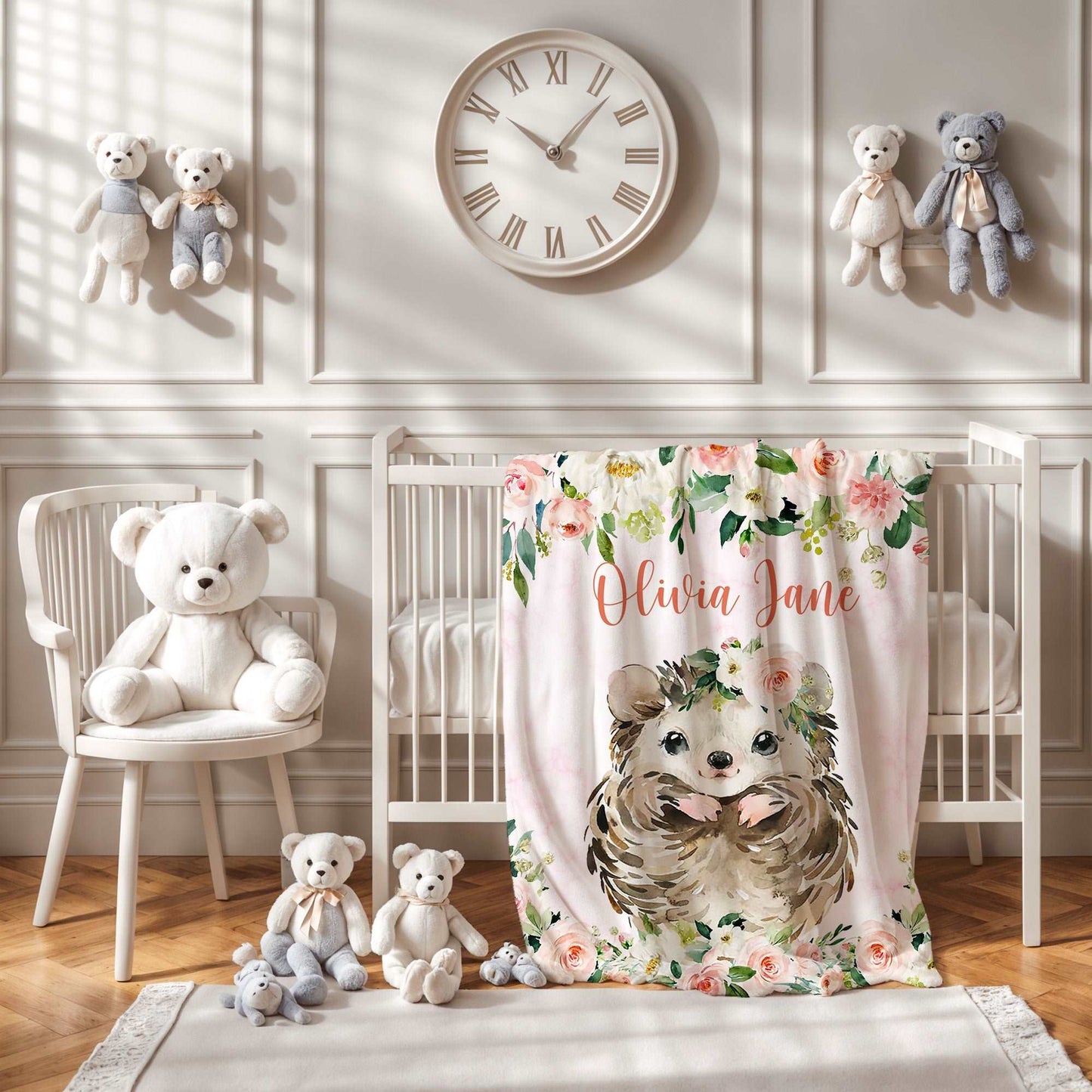 Hedgehog Rose Floral Blanket