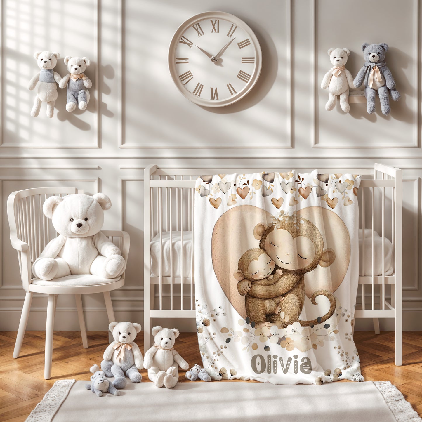 Mom And Baby Monkey Blanket