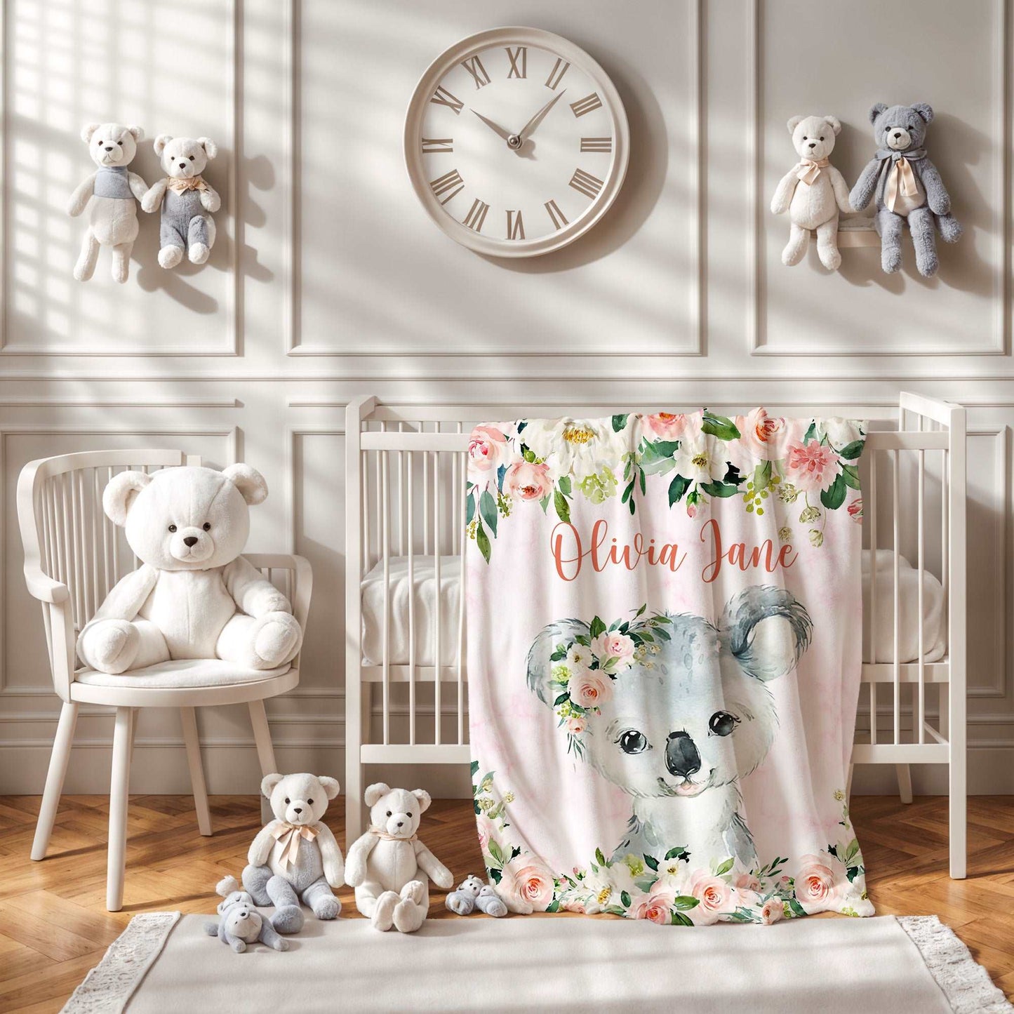 Koala Rose Floral Blanket