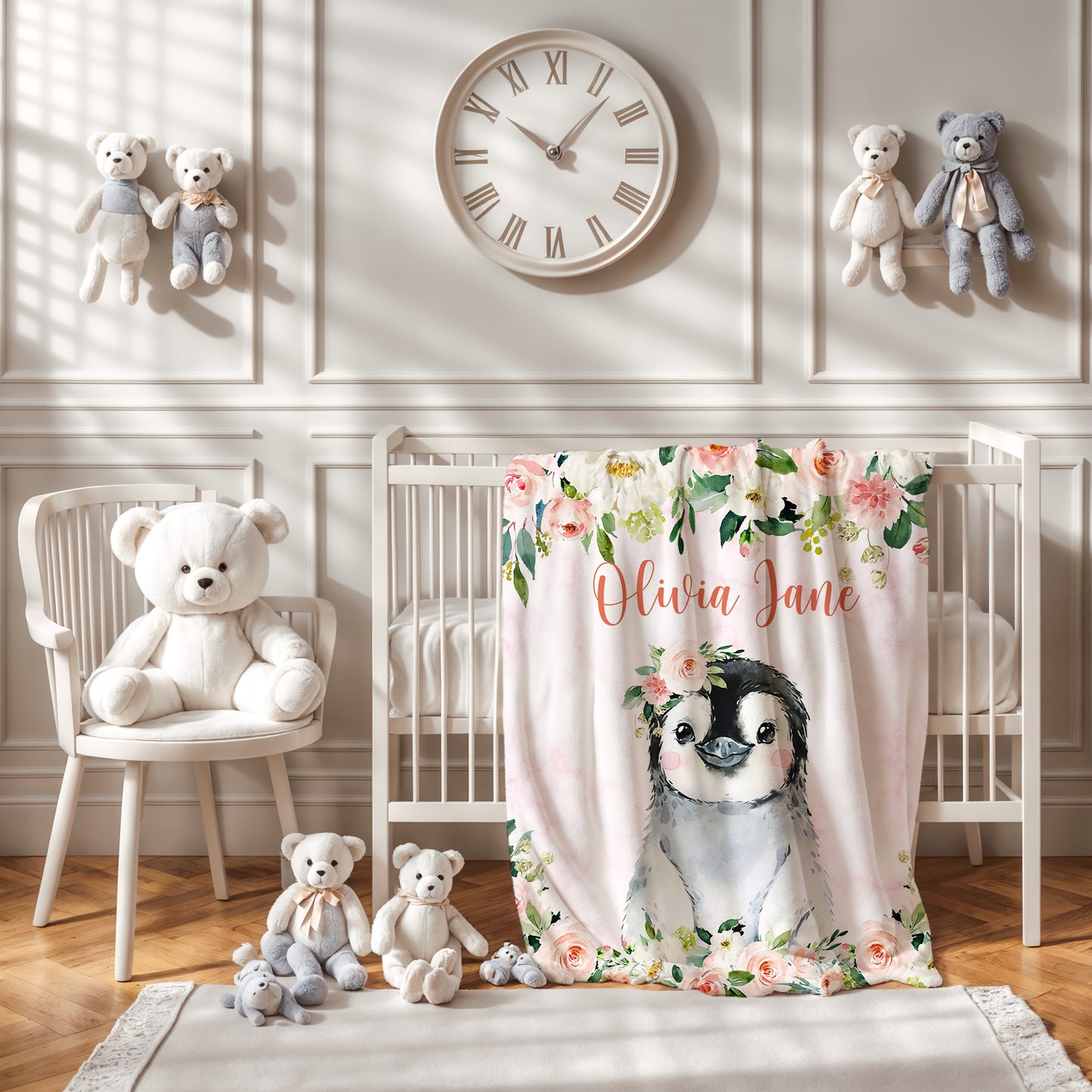 Penguin Rose Floral Blanket