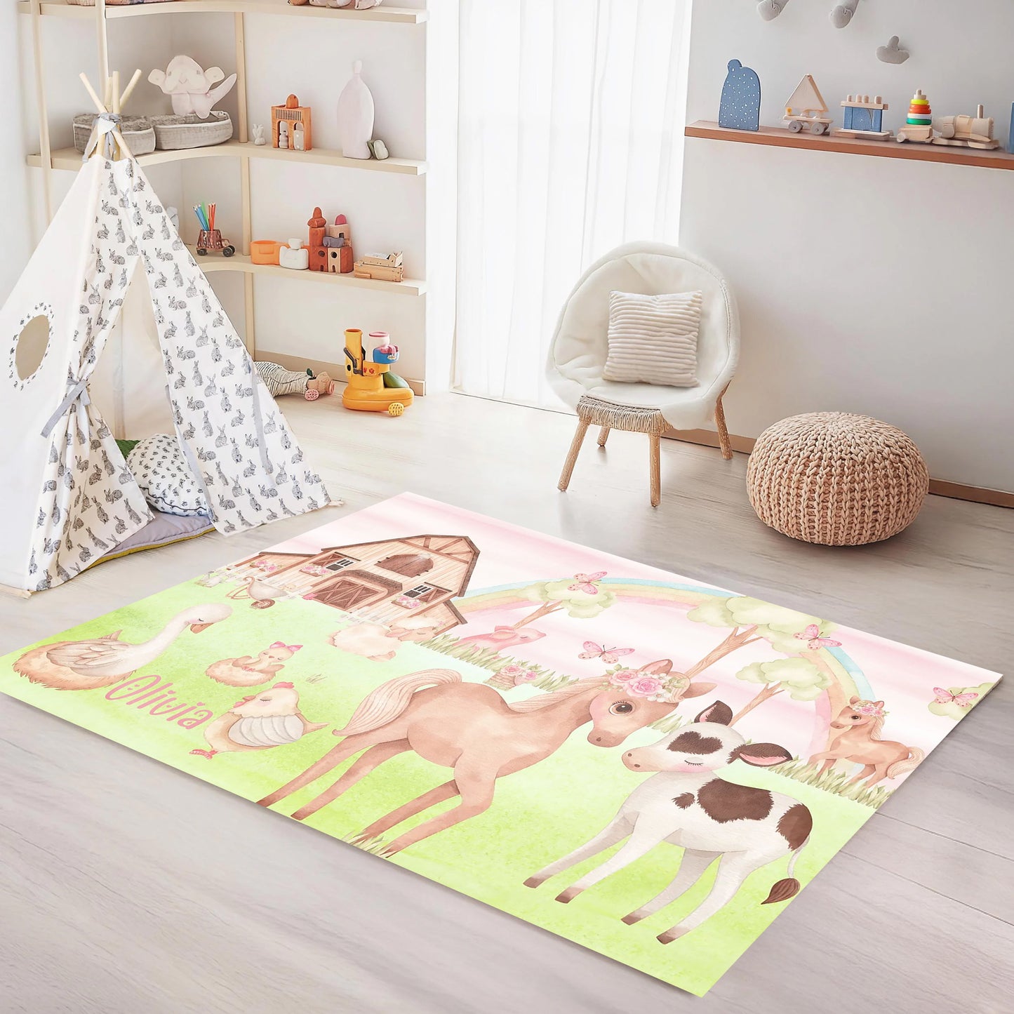 Farm Animals Nursery Rug