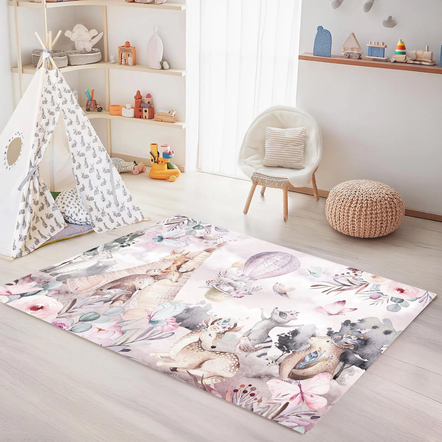Boho Animals Nursery Rug