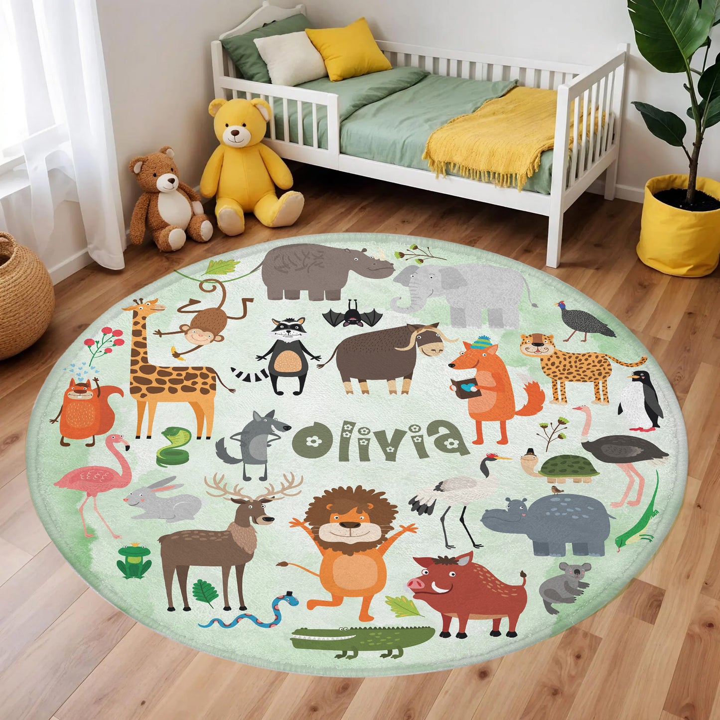Safari Animals Round Rug