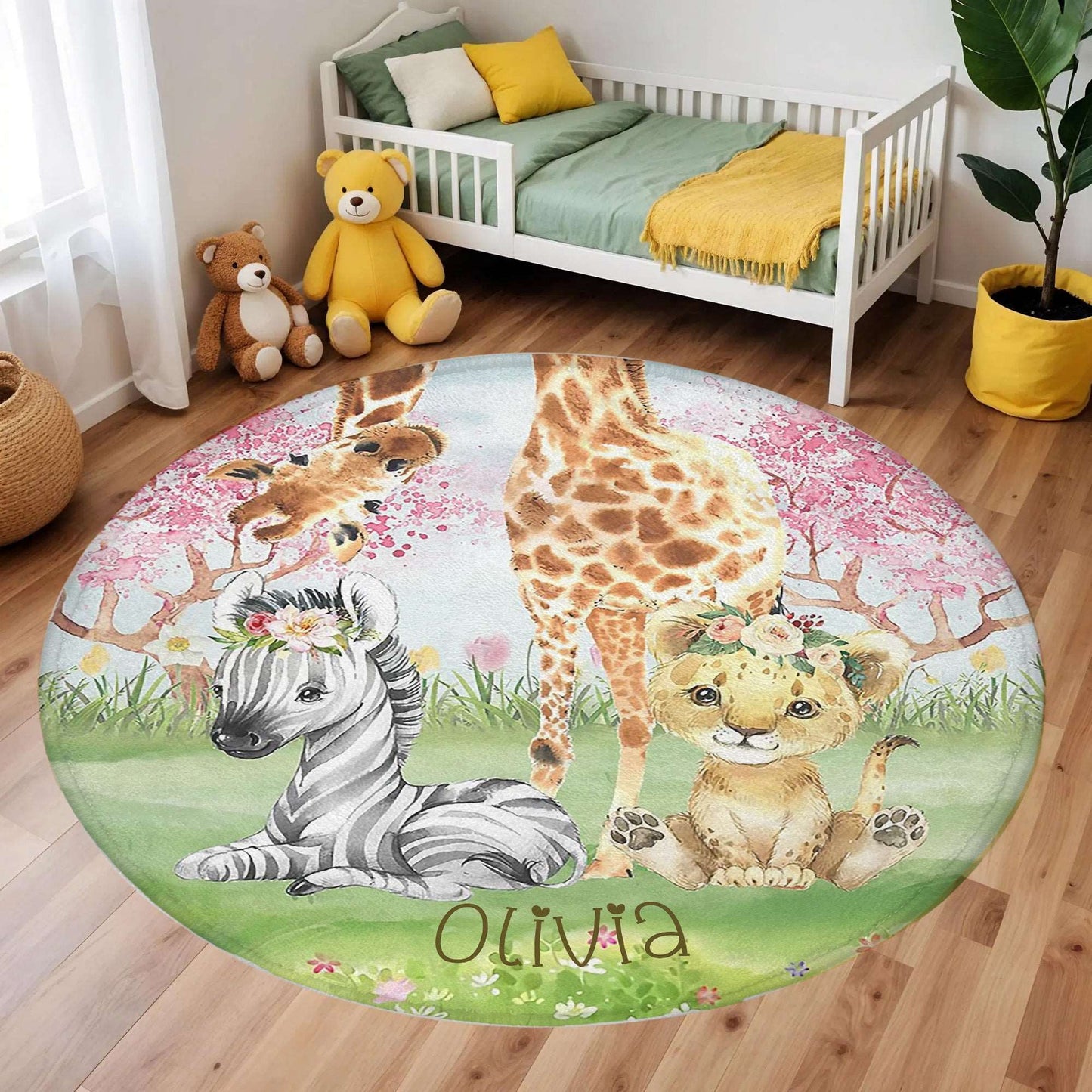 Baby Safari Animals Round Rug