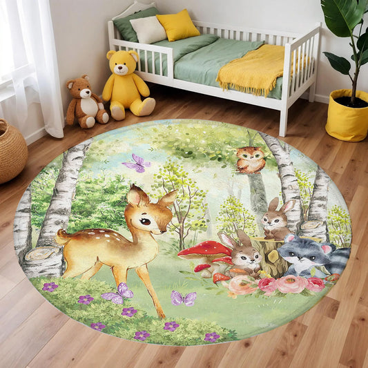 Forest Deer Round Rug