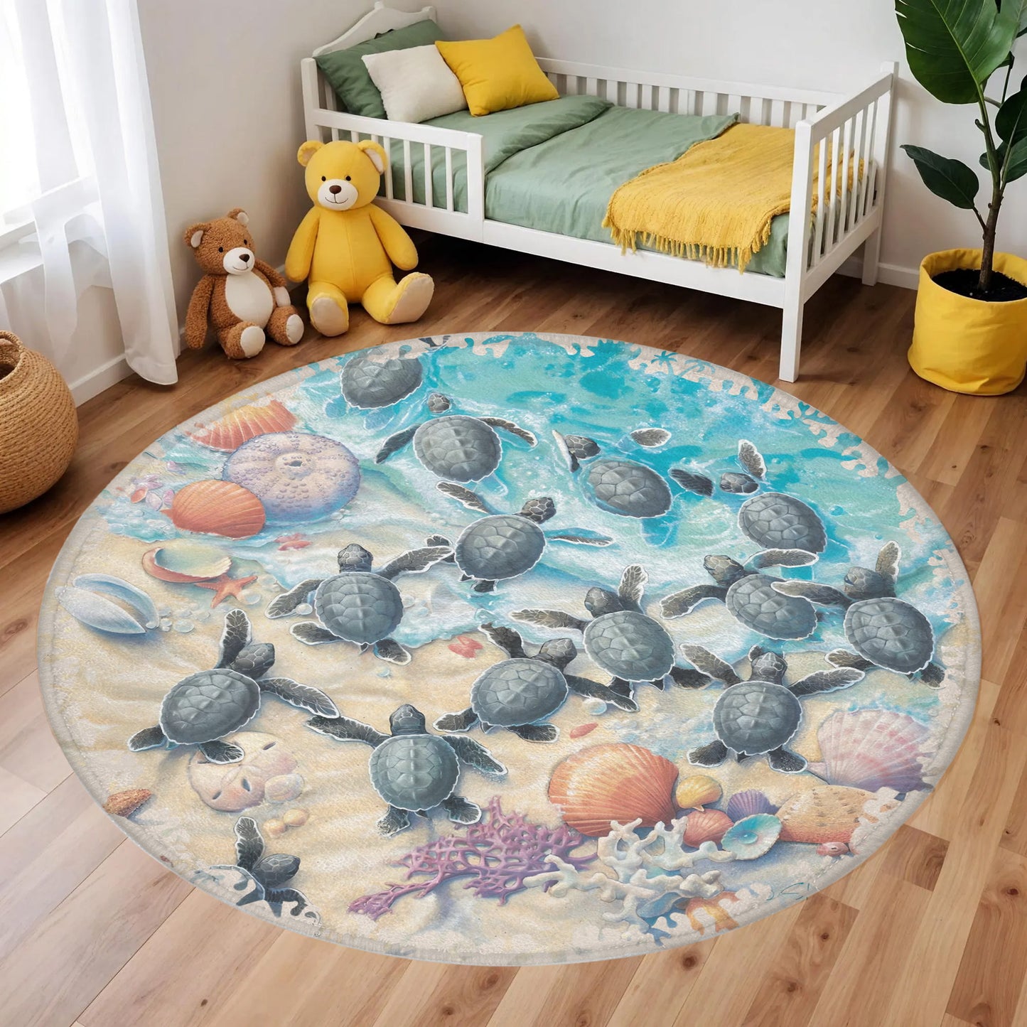 Baby Sea Turtle Round Rug