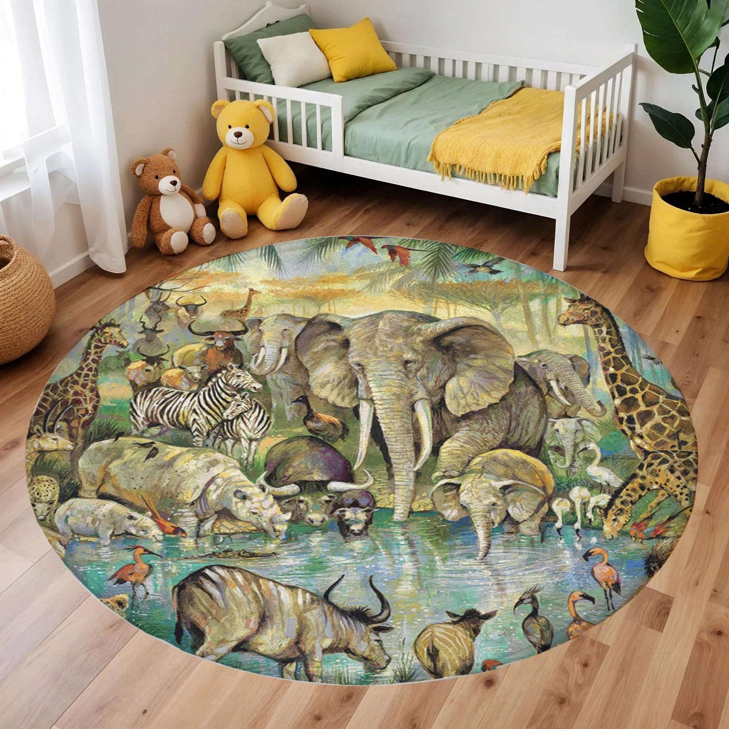 Safari Animals Round Rug