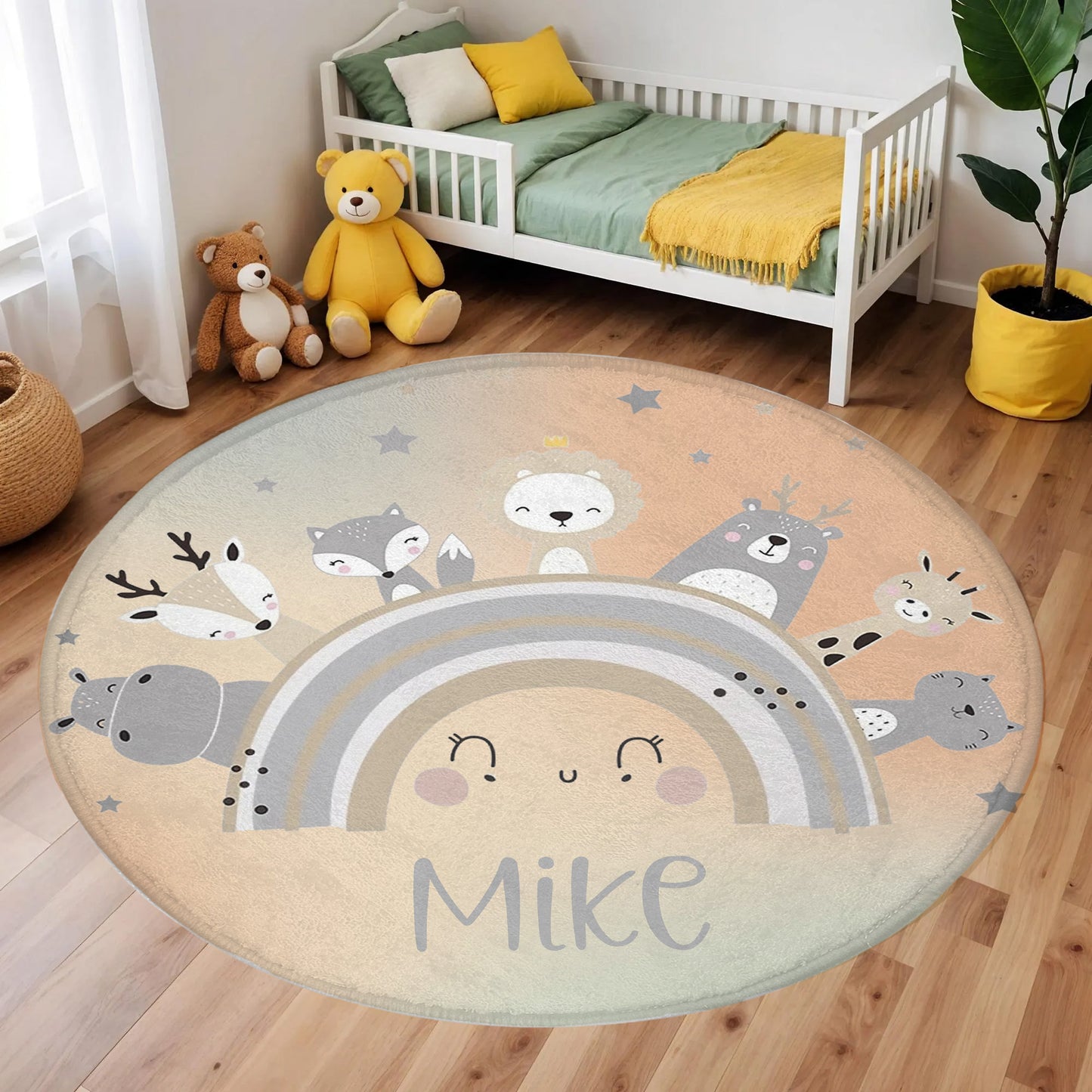 Rainbow Animals Round Rug