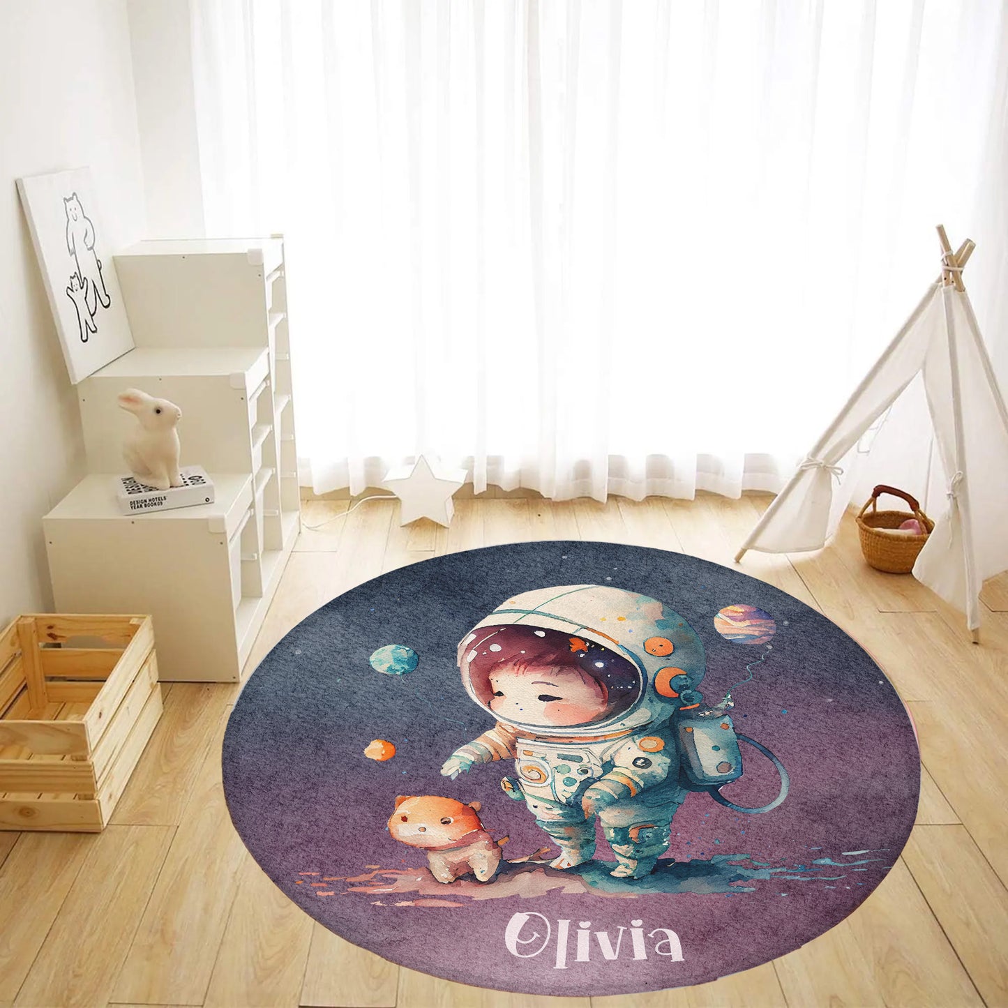 Little Astronaut Round Rug