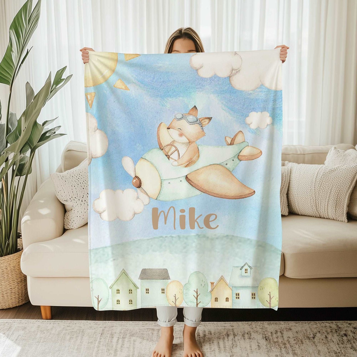 Fox On Plane Blanket