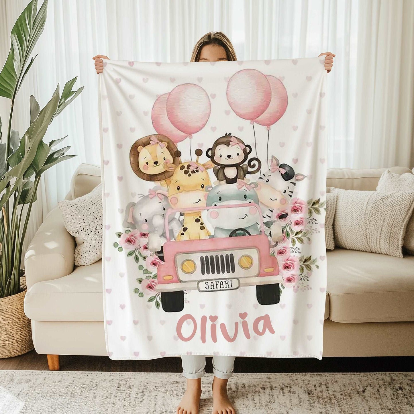 Safari Animals In Car Blanket