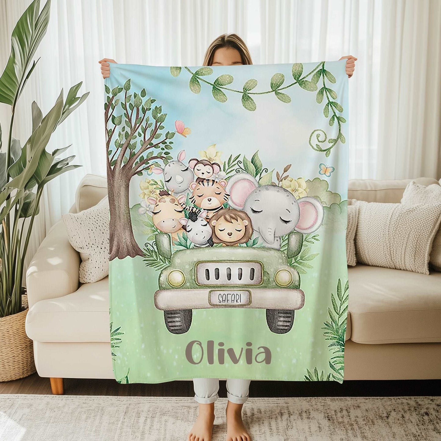 Safari Animals In Car Blanket