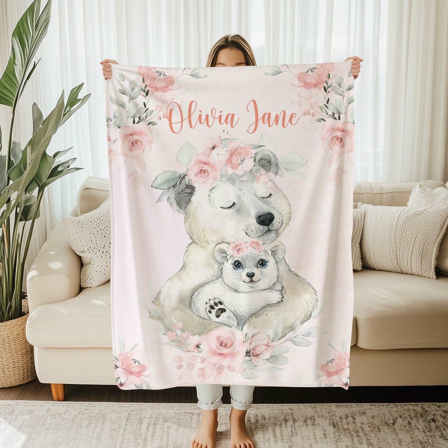 Mum And Baby Polar Bear Blanket
