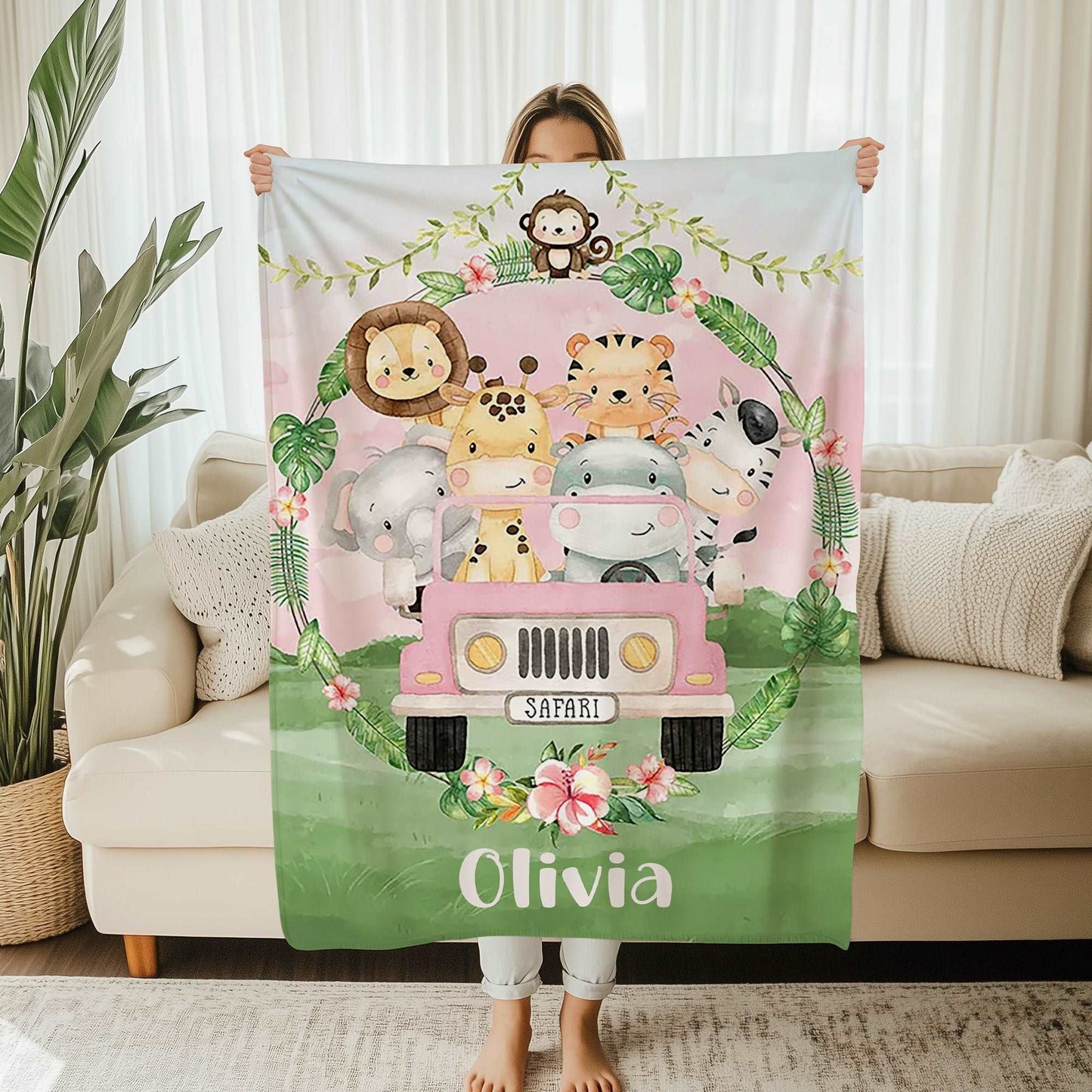 Safari Animals In Car Blanket