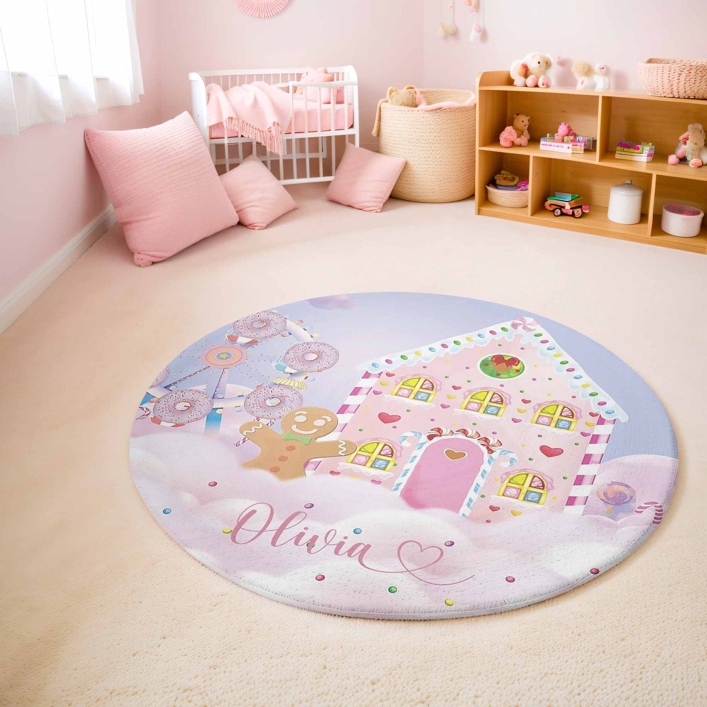 Cotton Candy Christmas Round Rug