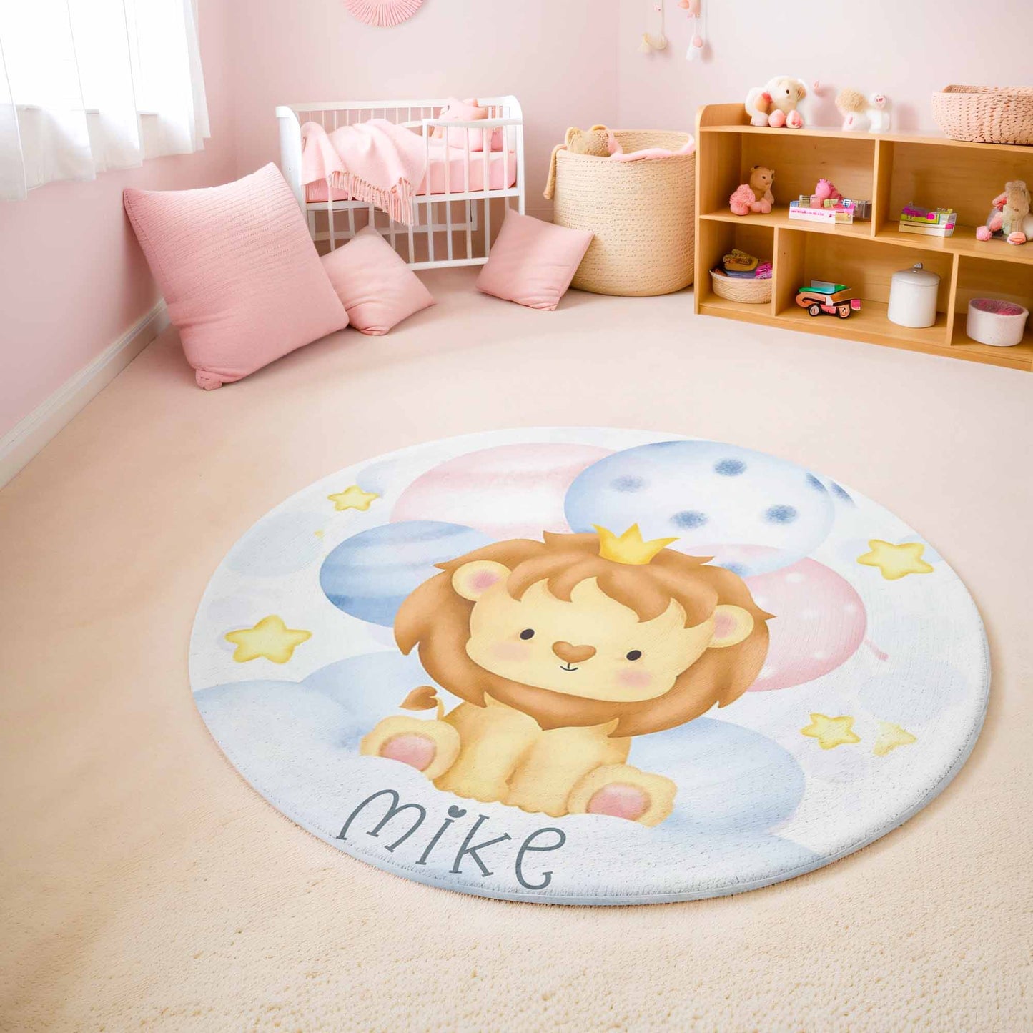 Baby Lion Balloon Round Rug