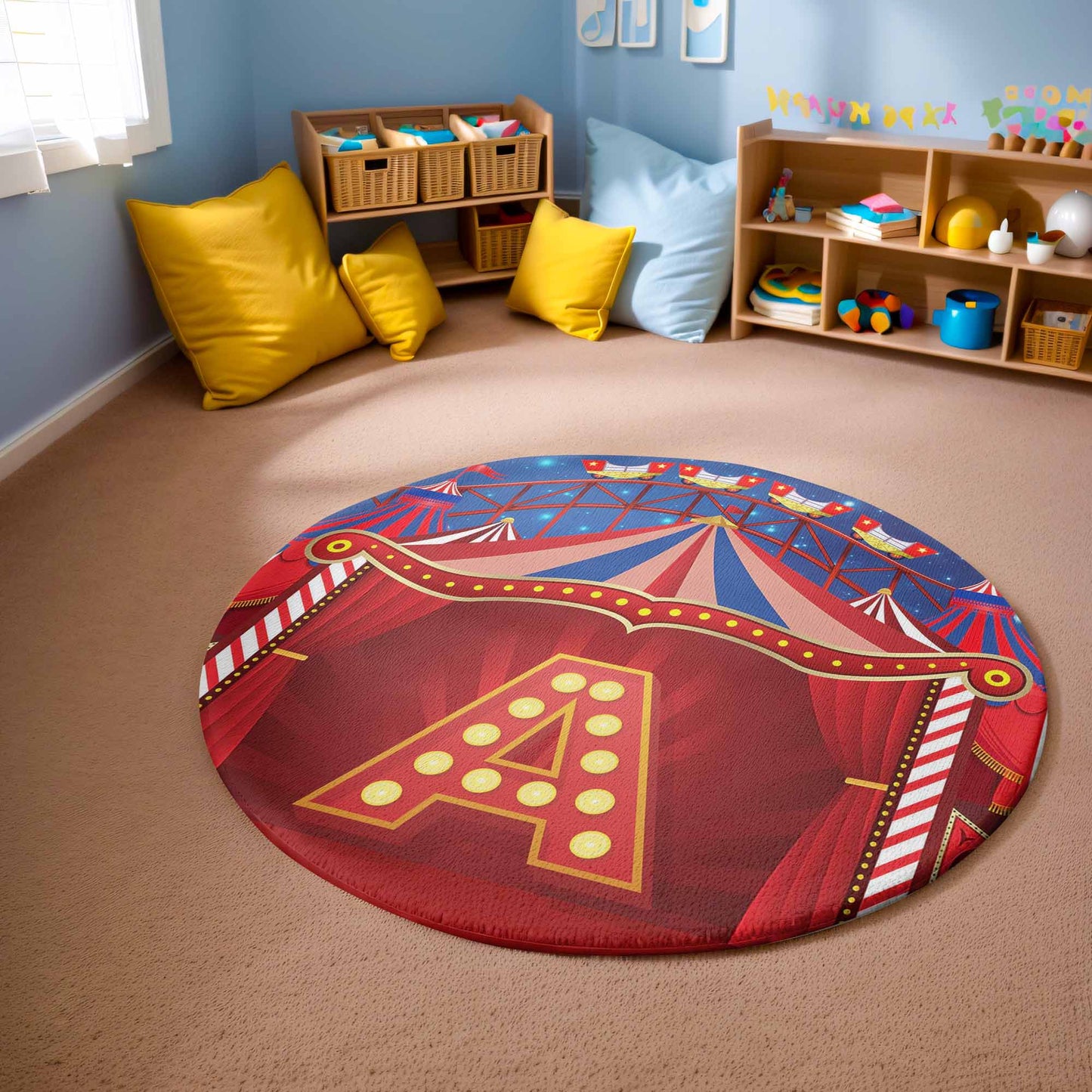 Circus Custom Alphabet Round Rug