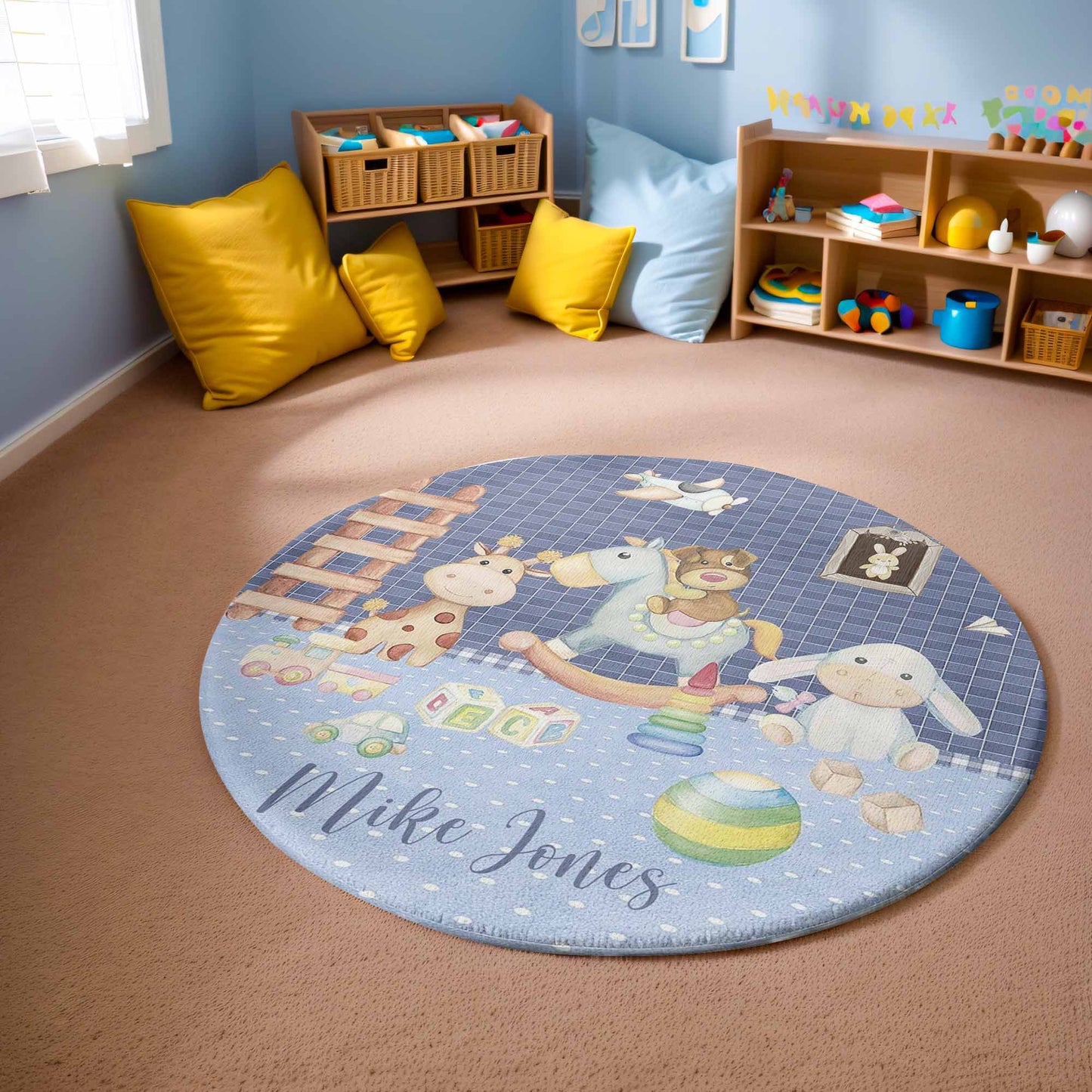 Baby Animal Toy Nursery Round Rug